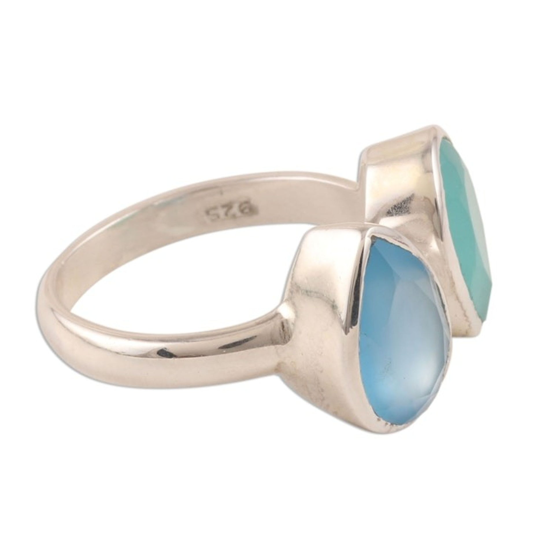 4-Carat Teardrop Chalcedony Cocktail Ring from India 'Teardrop Sparkle'