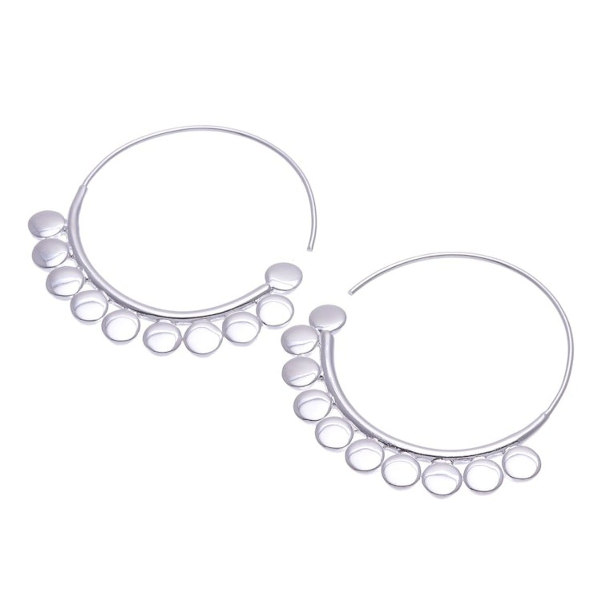 Handcrafted Sterling Silver Half-Hoop Earrings from Thailand 'Modern Empire'