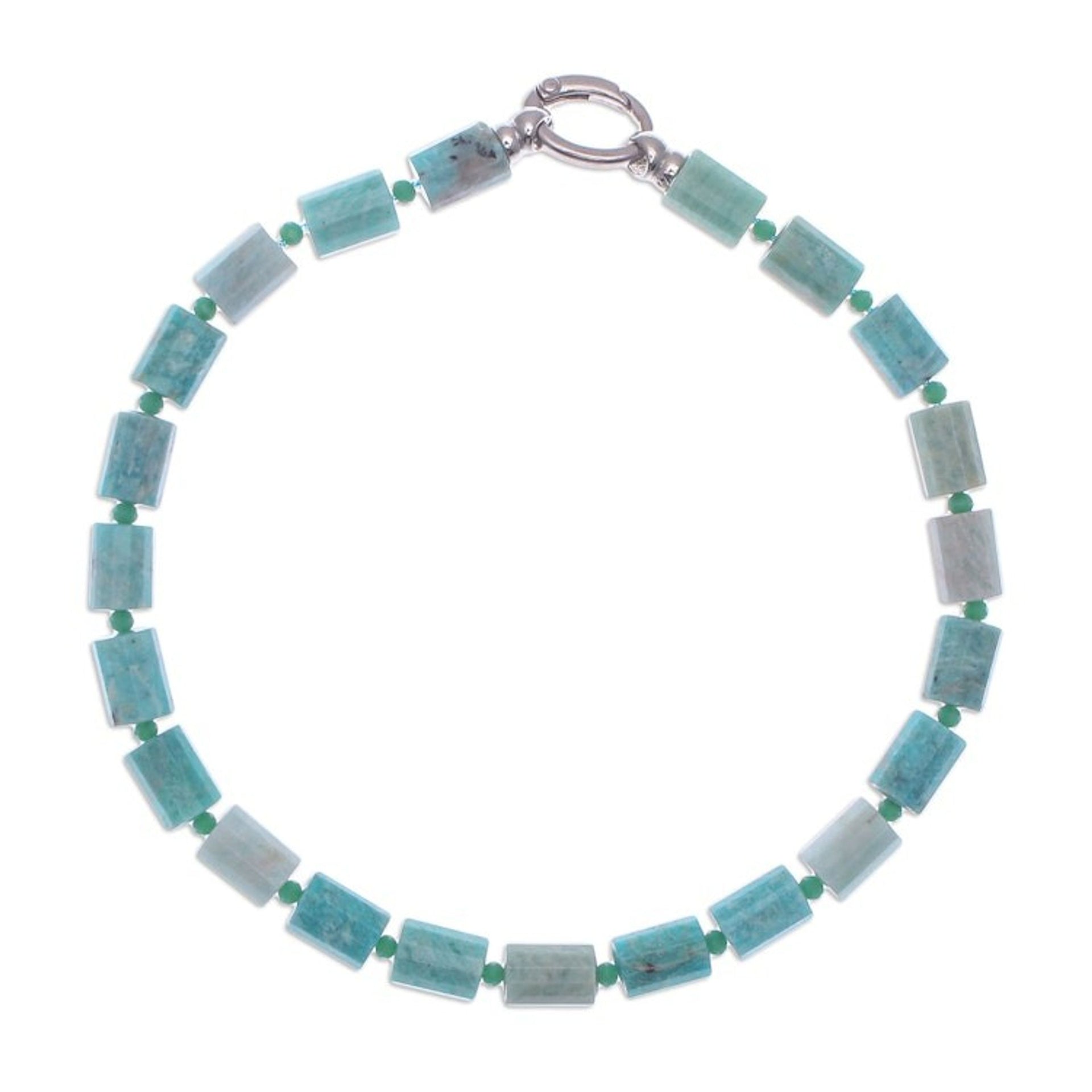 Handcrafted Amazonite Bead Necklace 'Aqua Sea'
