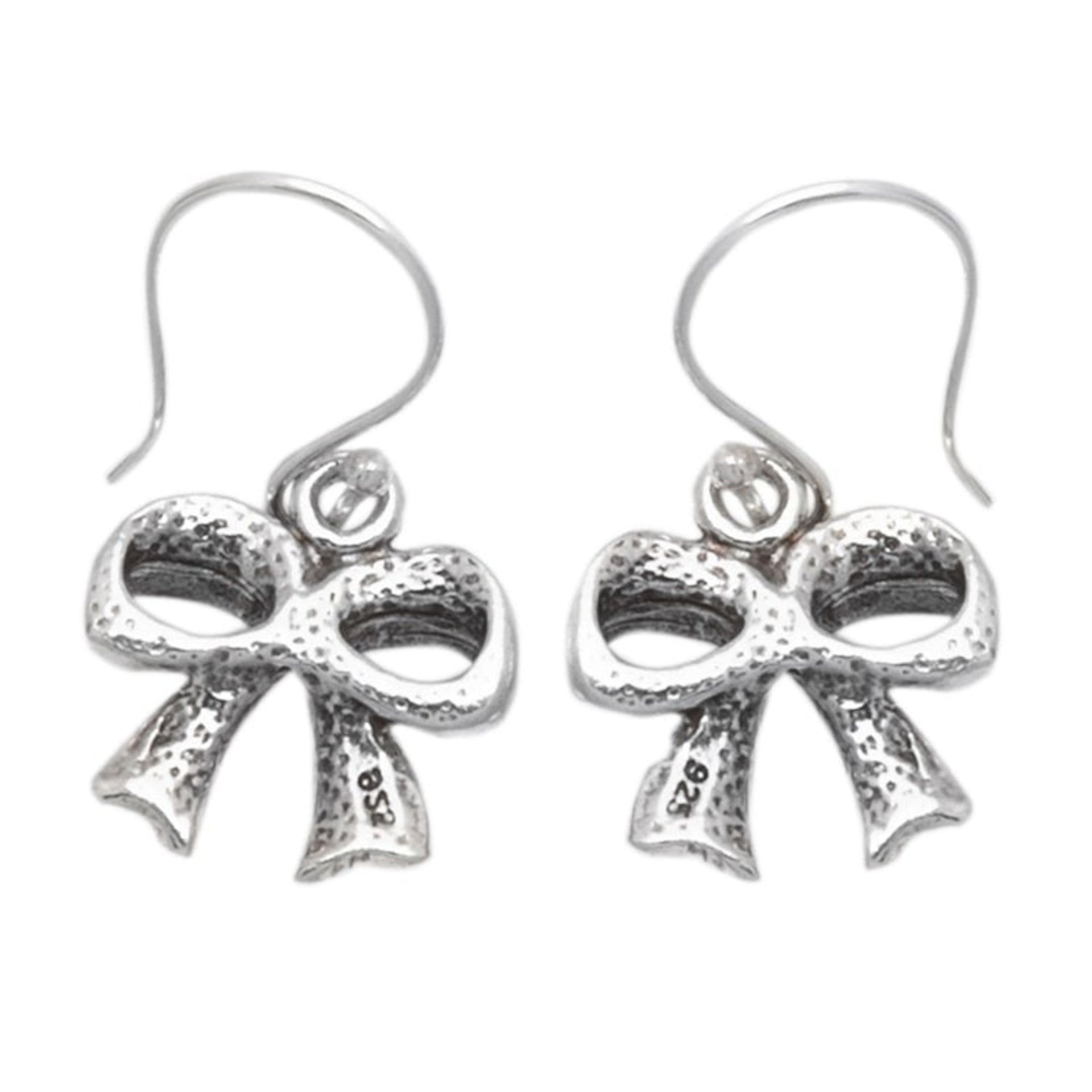 Whimsical Ribbon-Shaped Sterling Silver Dangle Earrings 'The Dulcet Touch'