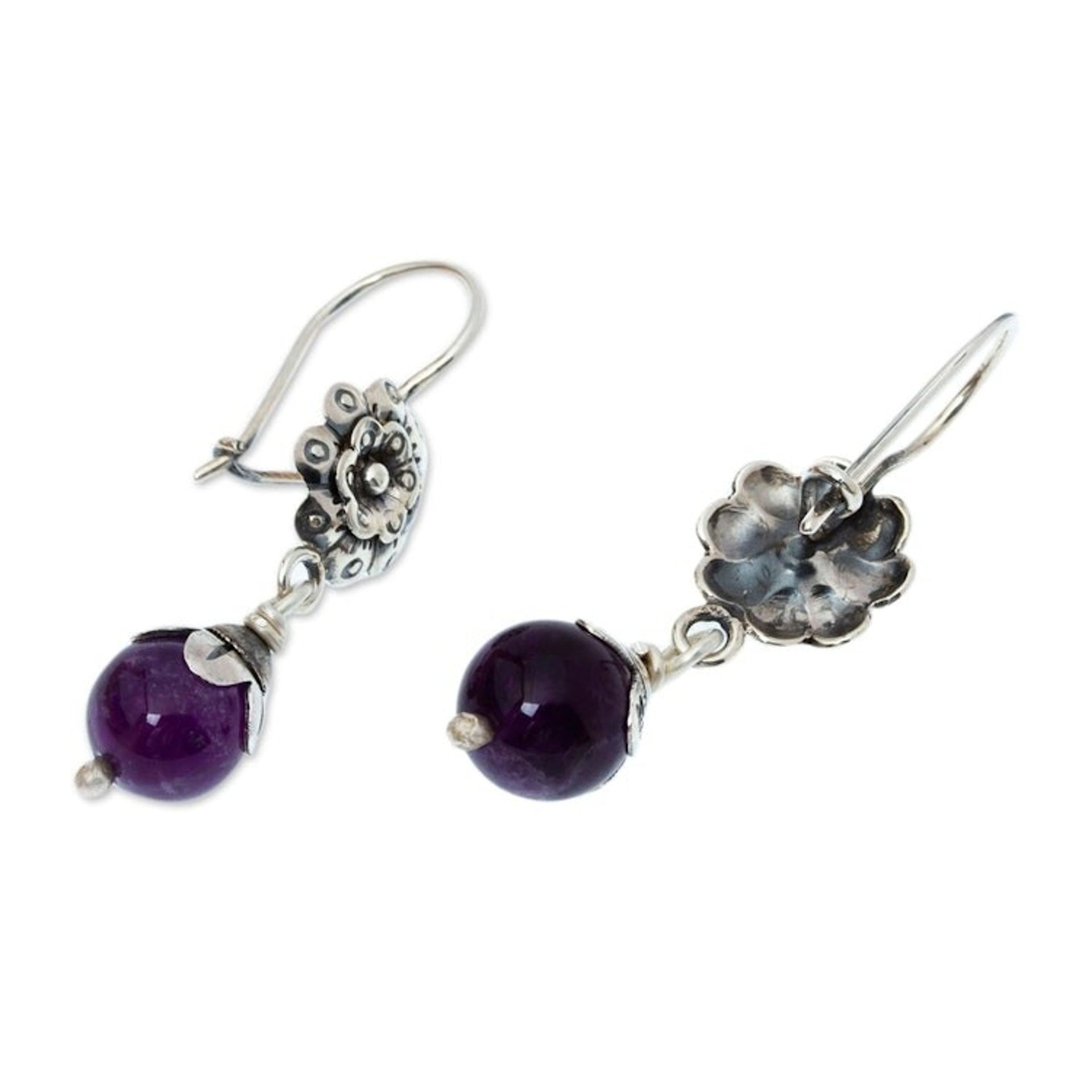 Artisan Crafted Amethyst Earrings 'Natural Affinity'