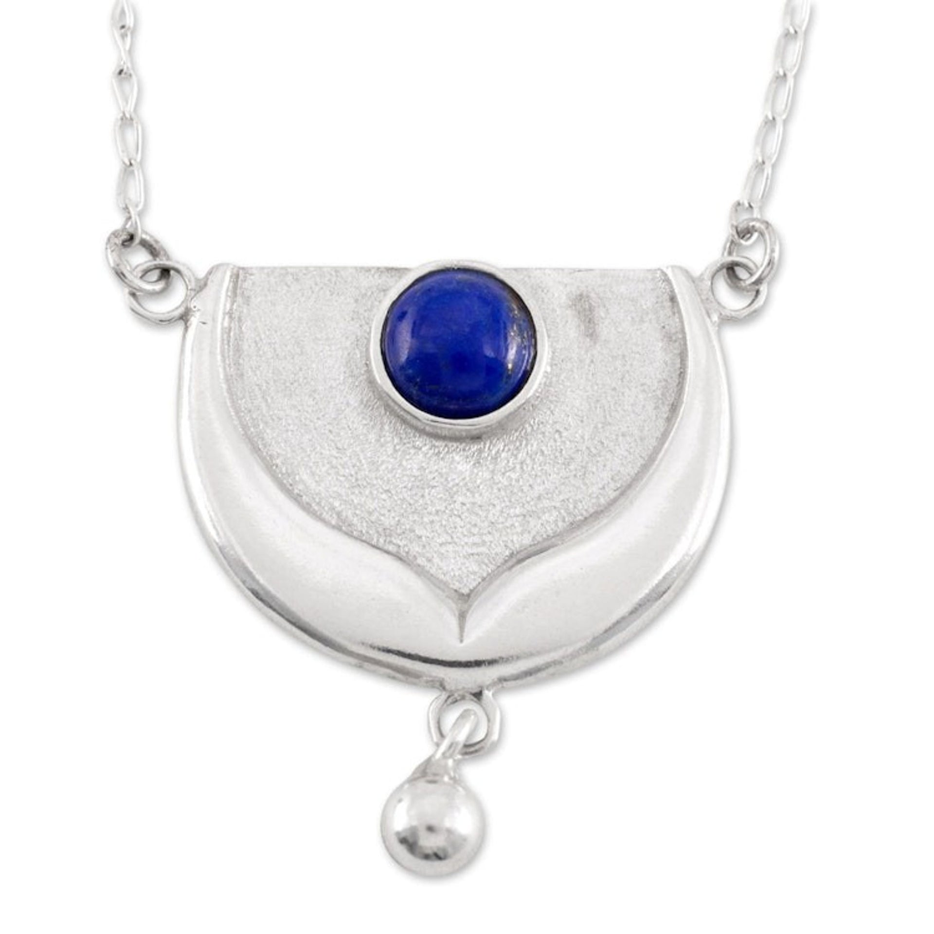 Collectible Zodiac Sterling Silver Lapis Lazuli Necklace 'Taurus Land of the Bull'