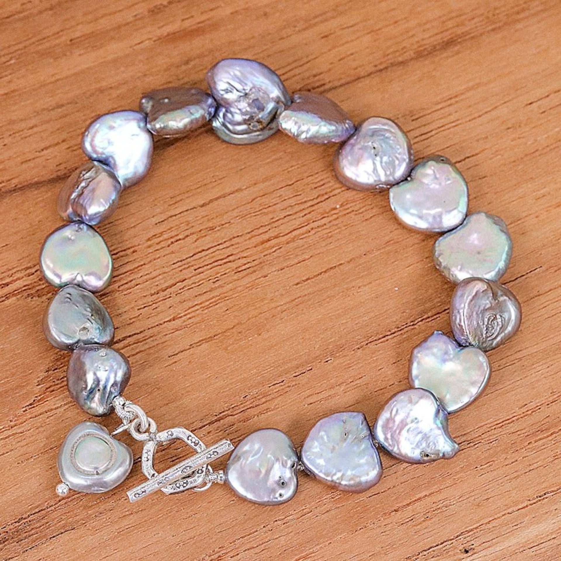 Silvery Grey Cultured Pearl Bracelet 'Born of the Sea in Grey'