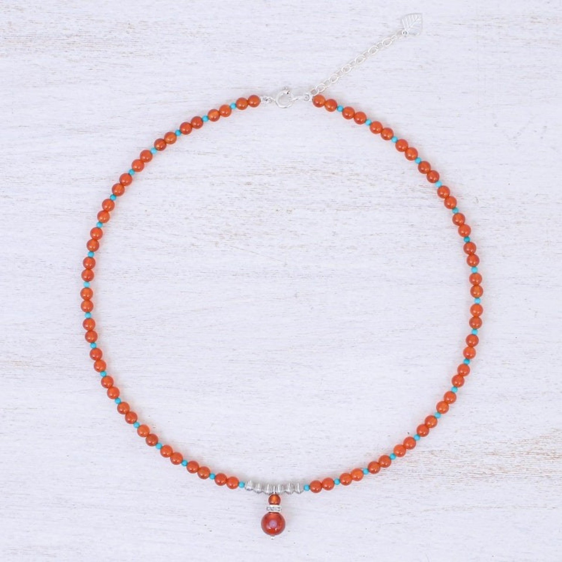 Carnelian and Howlite Beaded Necklace 'Apricot Love'