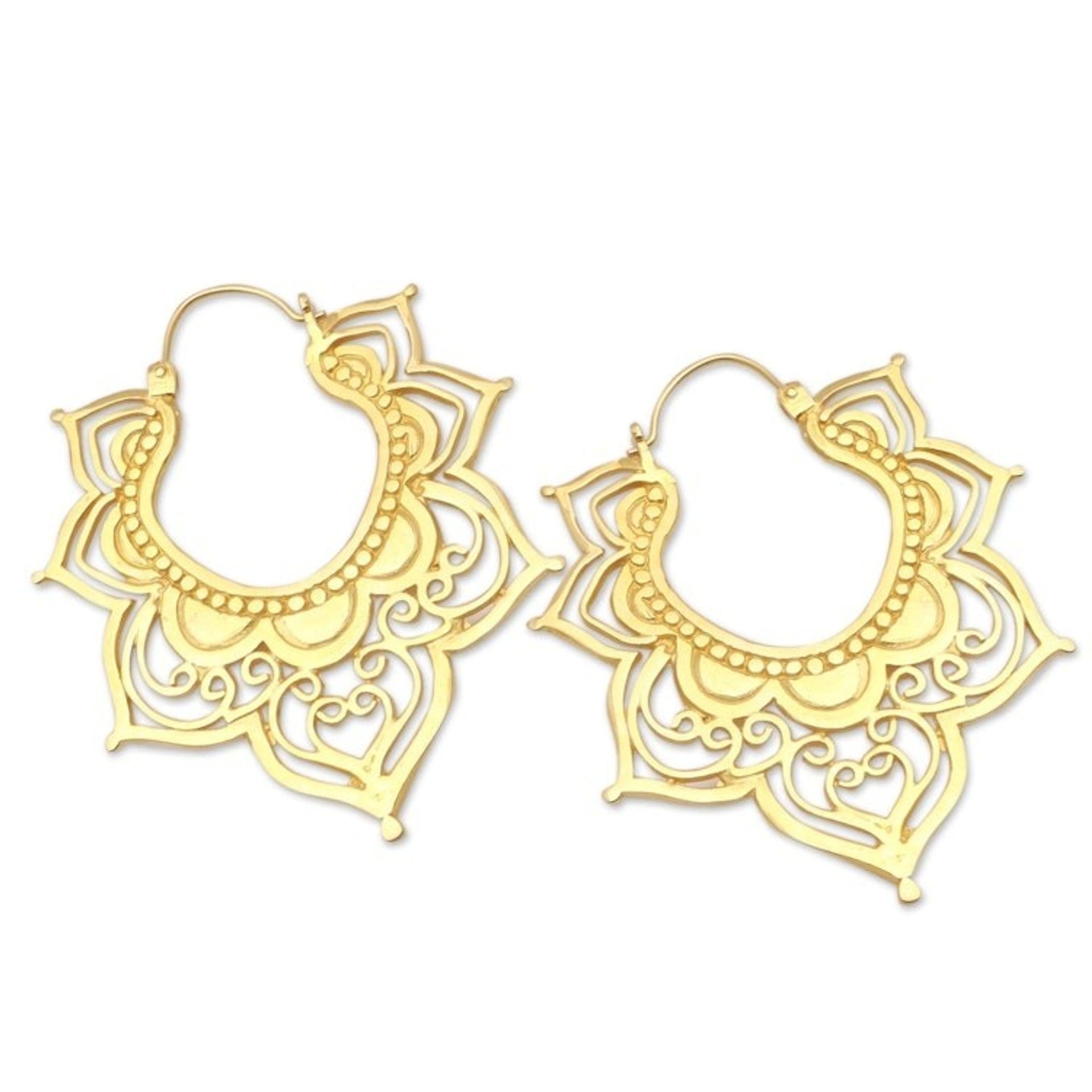 Hand Made Gold-Plated Brass Hoop Earrings 'All in Bloom'