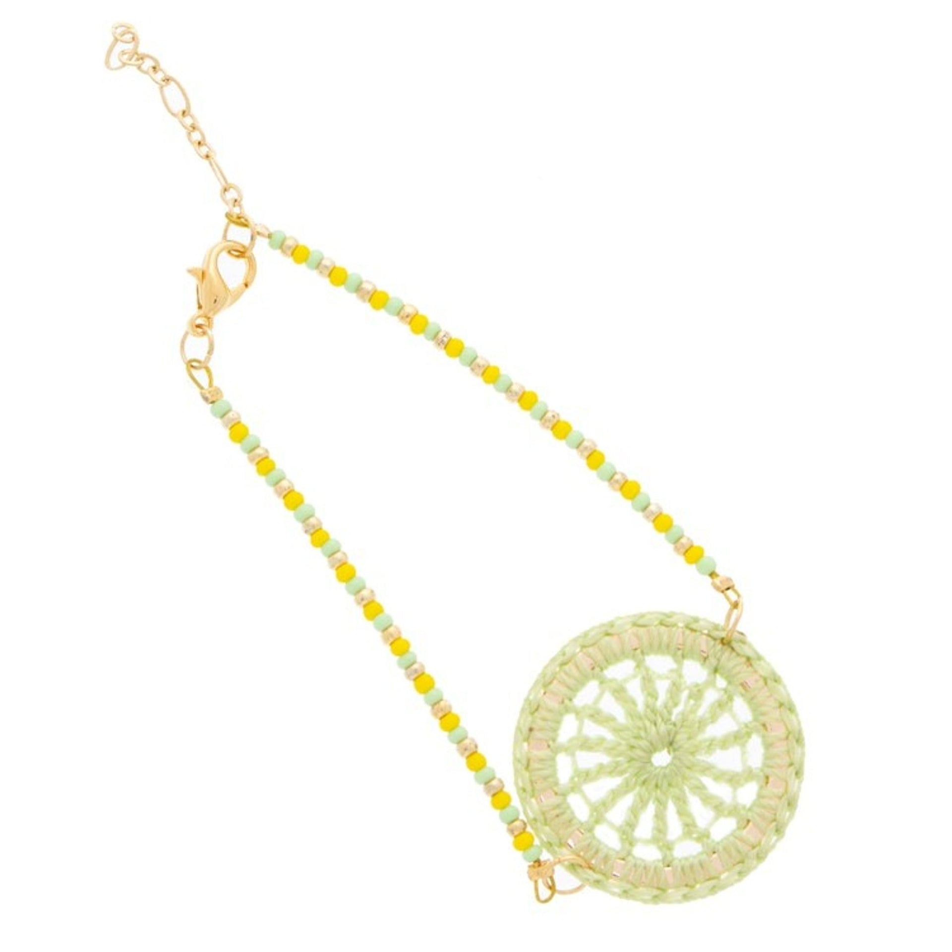 Hand-Crocheted Pendant Bracelet with Gold Accents 'Daphne'