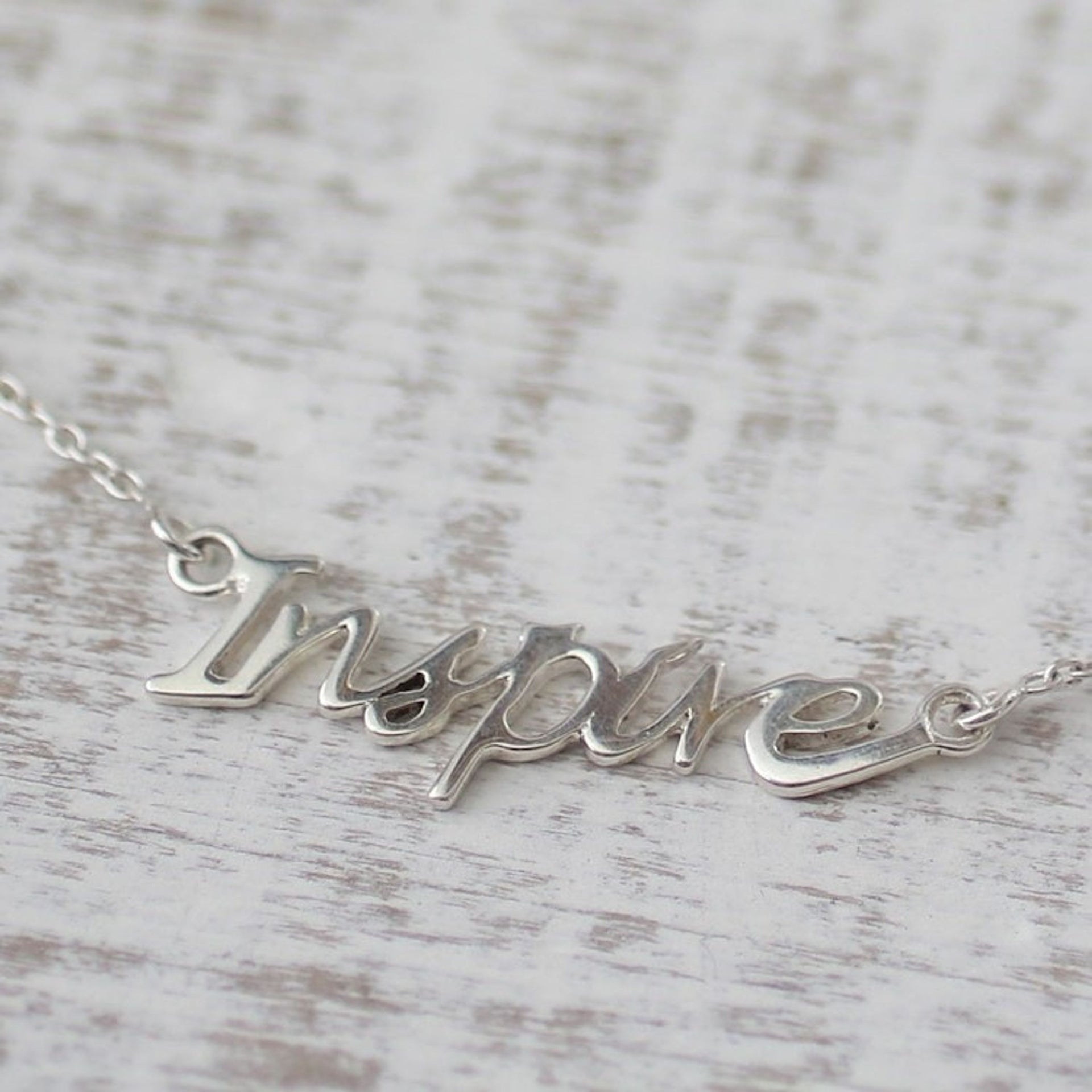 Sterling Silver Pendant Necklace with Inspire Charm 'Dare to Inspire'