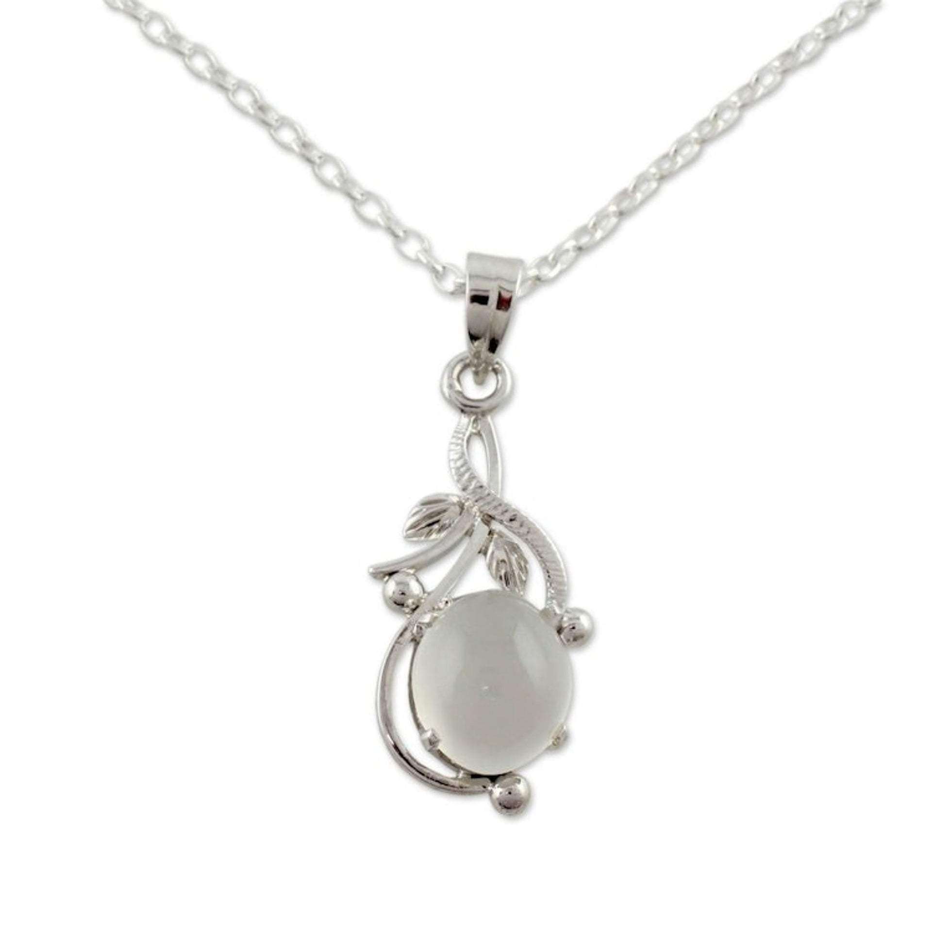 Fair Trade Moonstone and Sterling Silver Necklace 'Surreal Treasure'