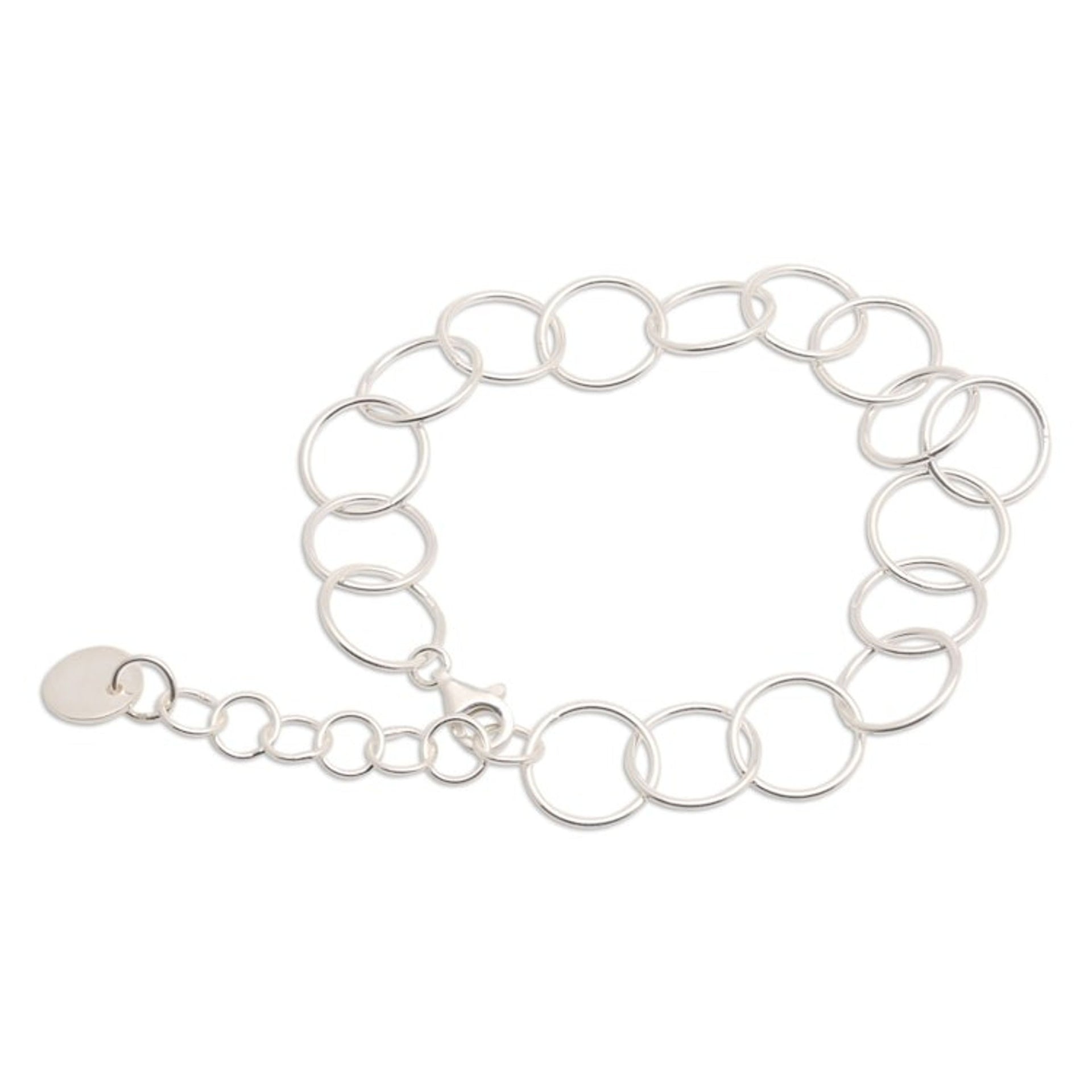 Minimalist High-Polished Sterling Silver Link Bracelet 'Positive Cycles'
