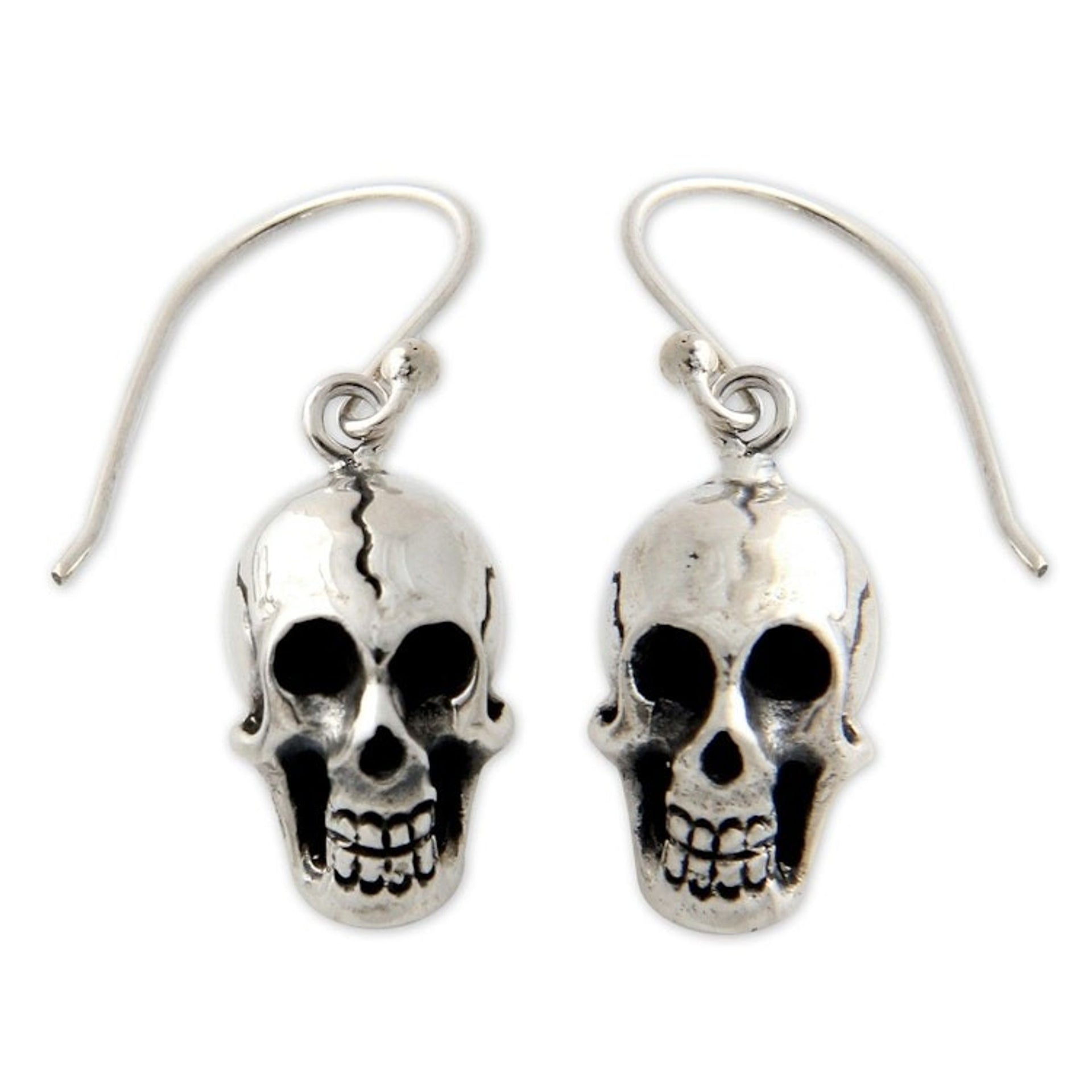 Women's Sterling Silver Dangle Earrings 'Immortal Skull'