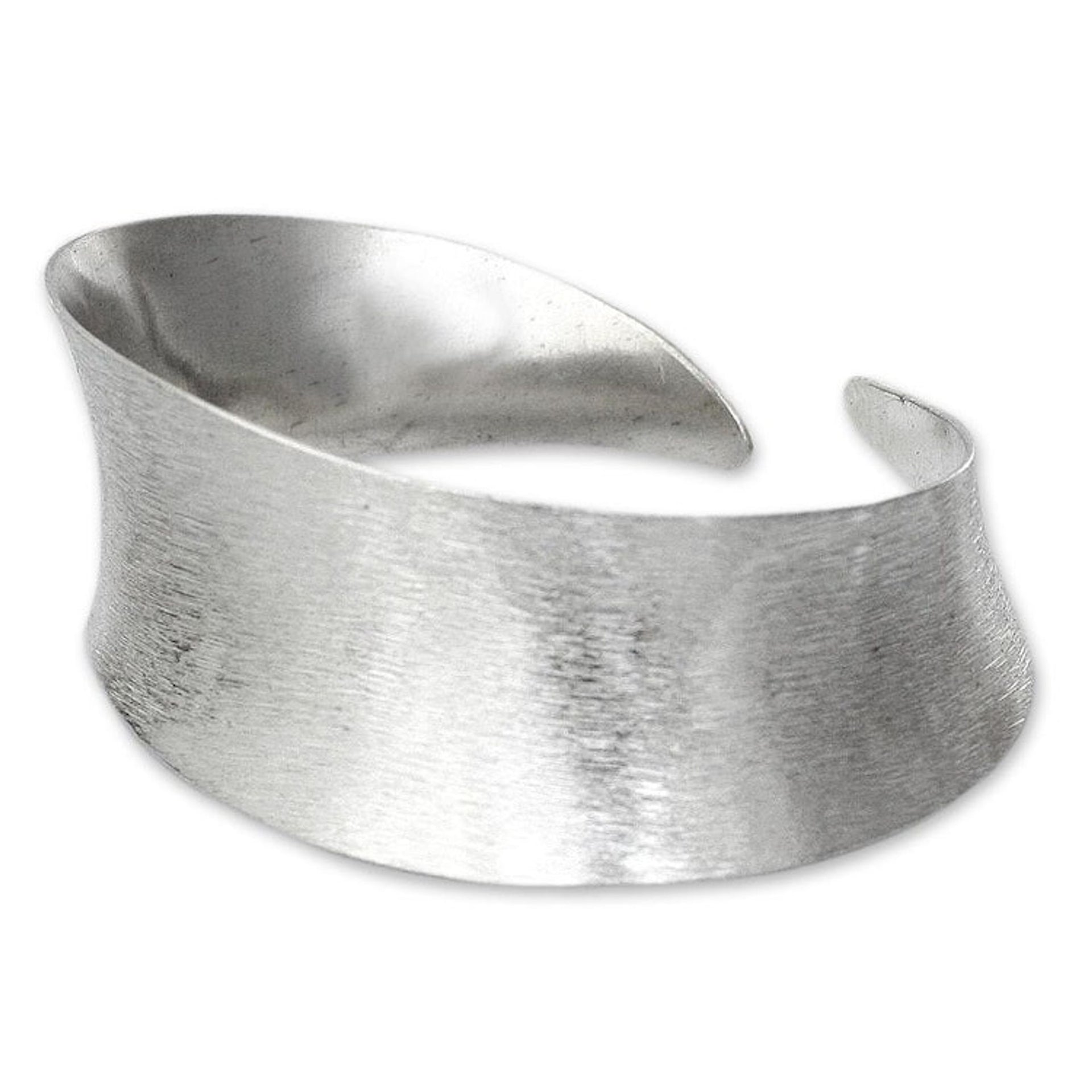 Handmade Modern 950 Silver Cuff Bracelet 'Moonbeams'