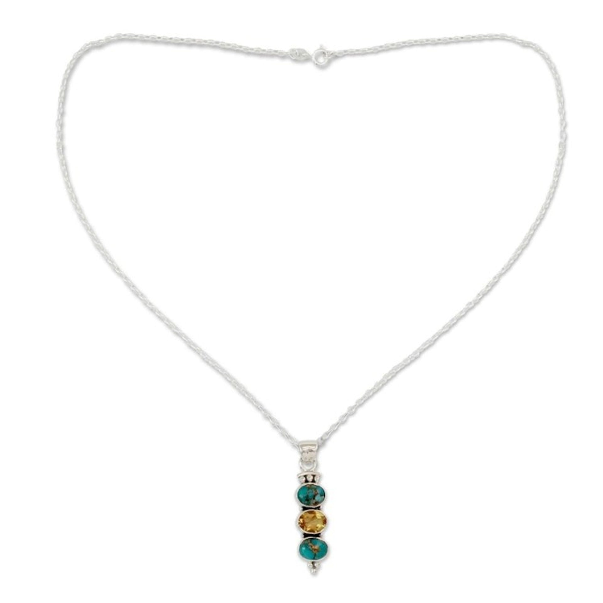 Citrine and Turquoise Necklace 'Golden Mystique'