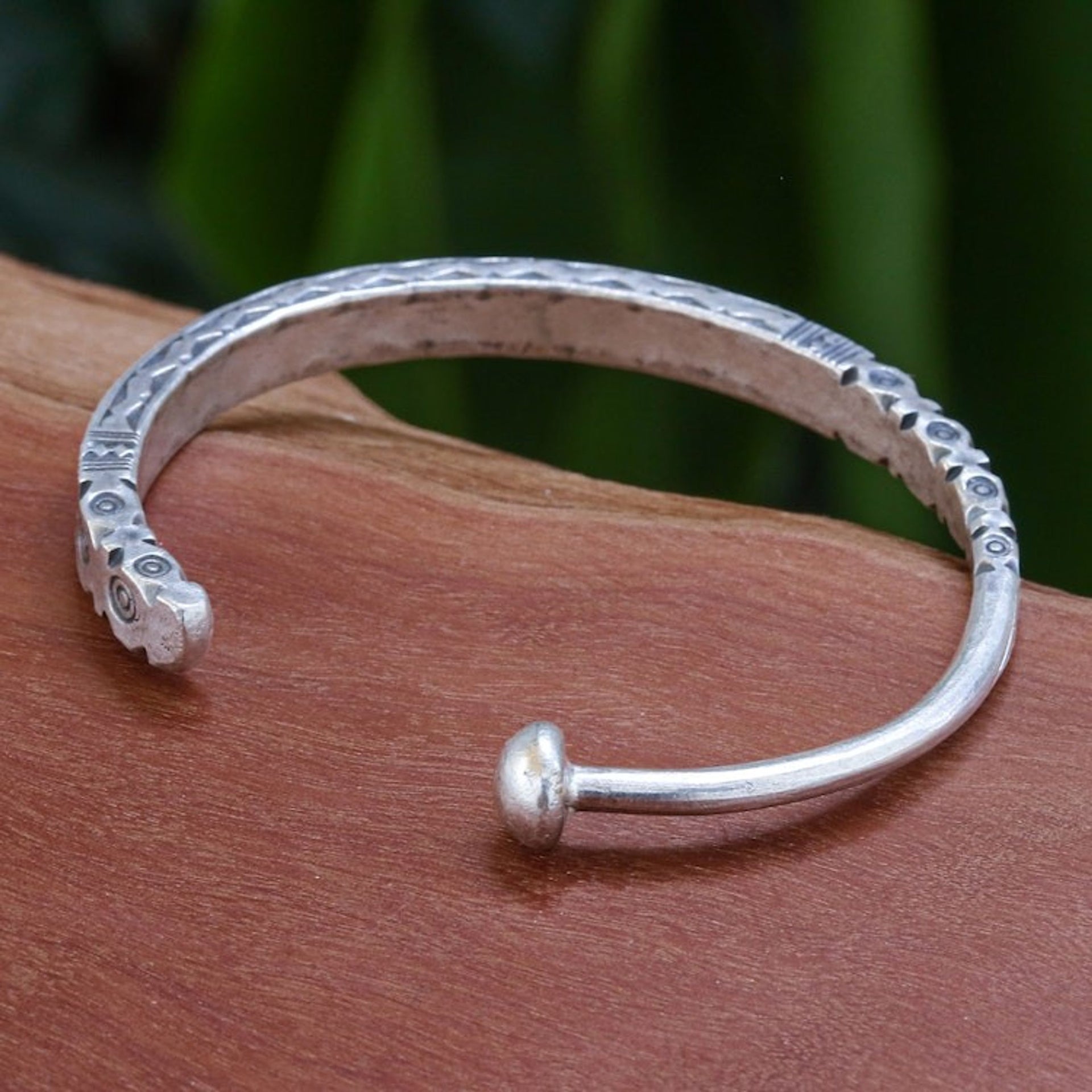 Hill Tribe-Themed Silver Cuff Bracelet from Thailand 'Legacy Luxury'