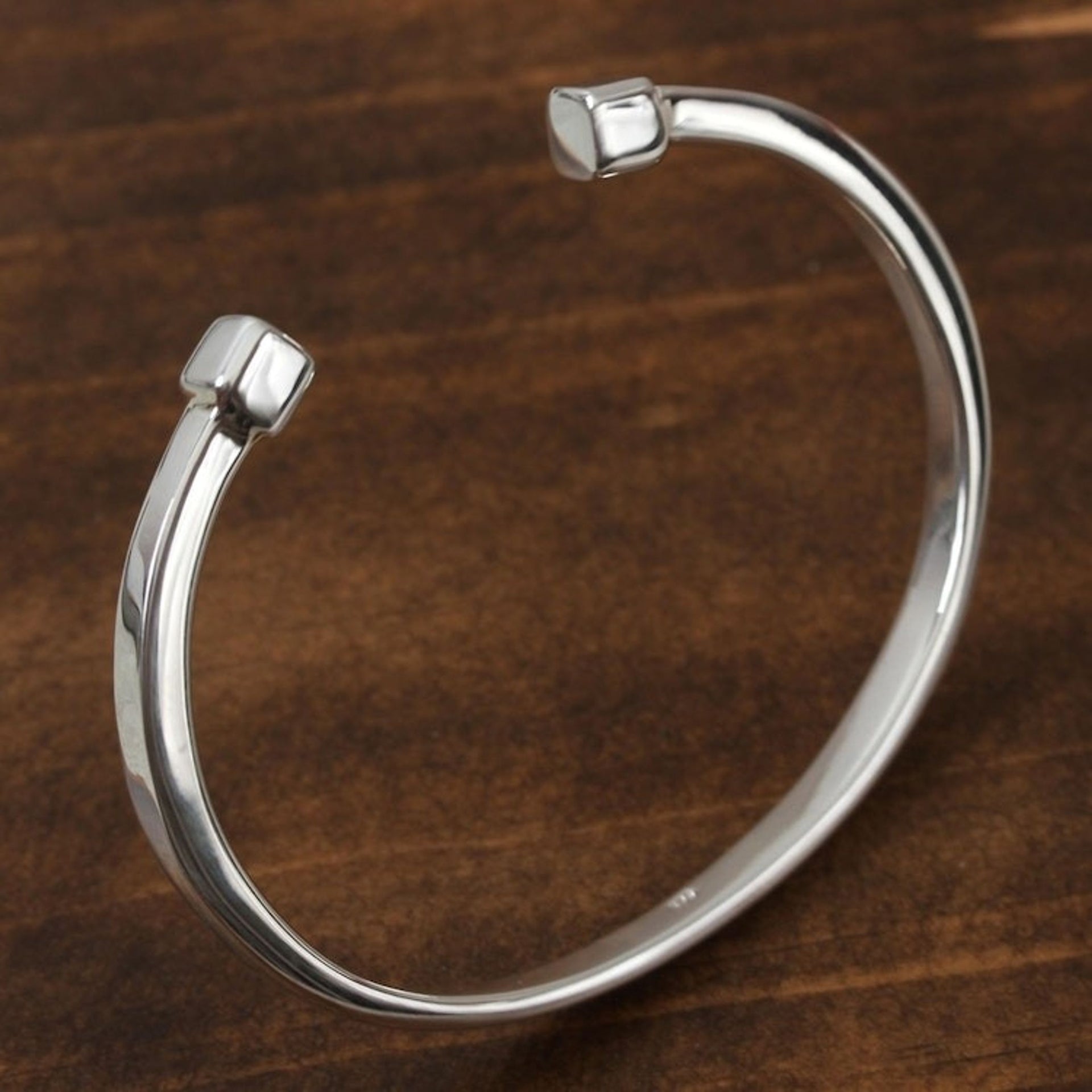 High-Polish Sterling Silver Cuff Bracelet from Mexico 'Beginning and End'