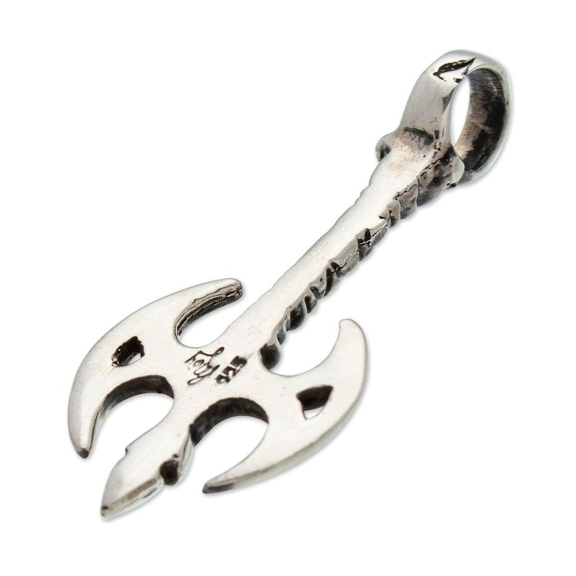 Viking Axe-Shaped Men's Taxco Sterling Silver Pendant 'Viking Axe'