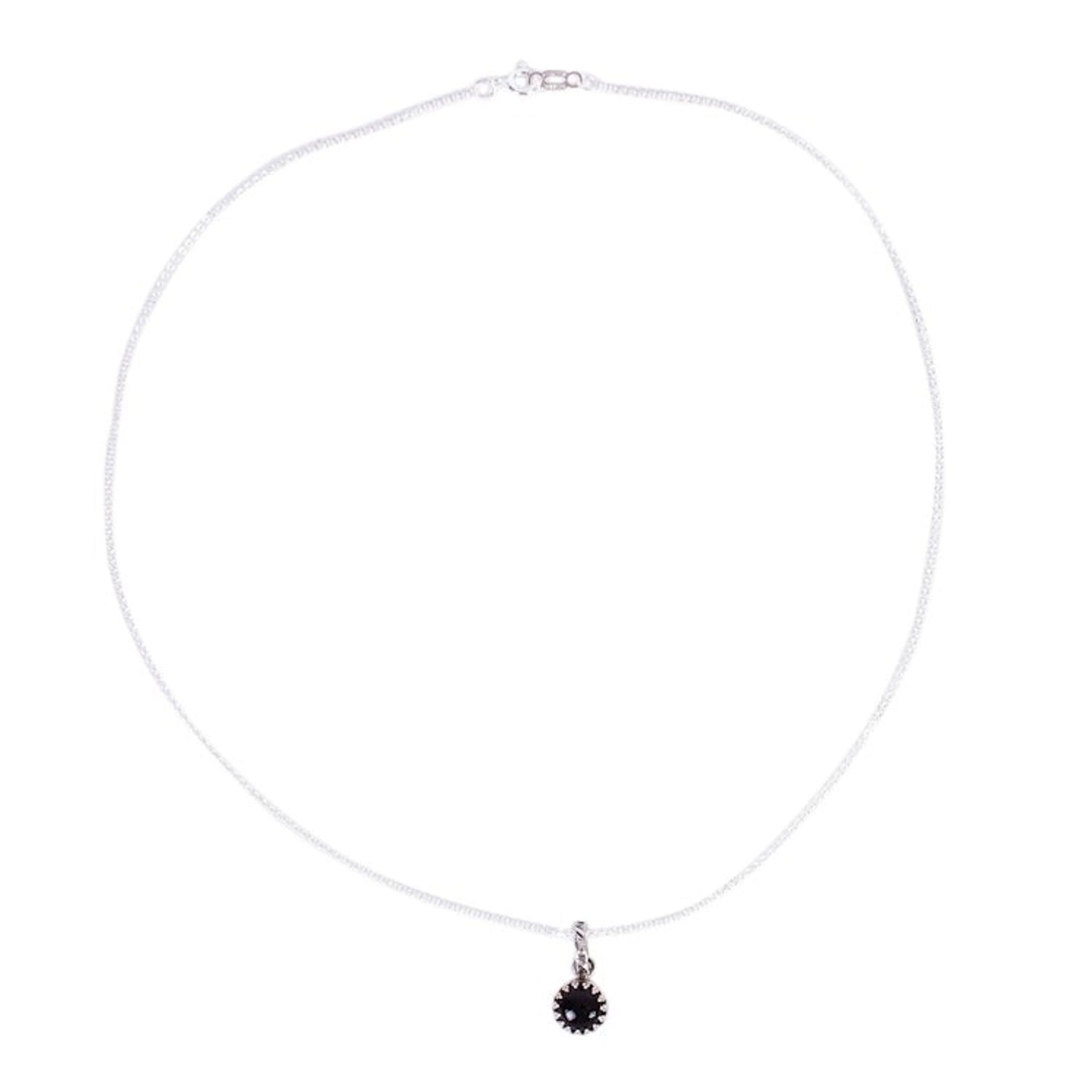 Taxco Silver Necklace with Obsidian Pendant from Mexico 'Night Elegance'