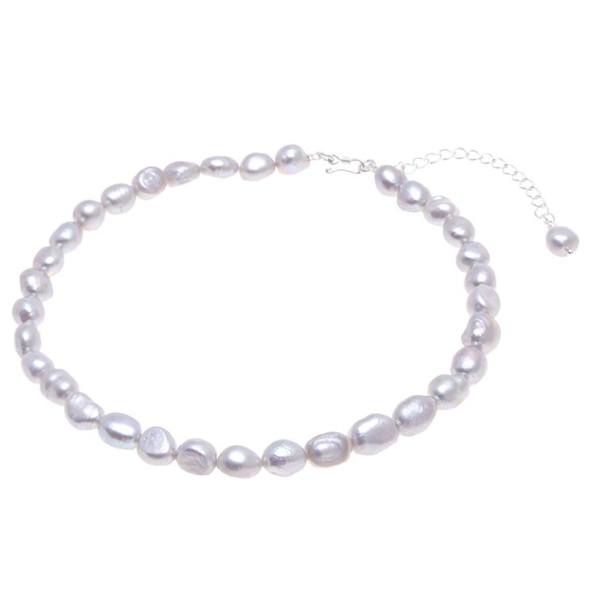 Grey Cultured Freshwater Pearl Choker Necklace 'Mermaid Gem in Grey'