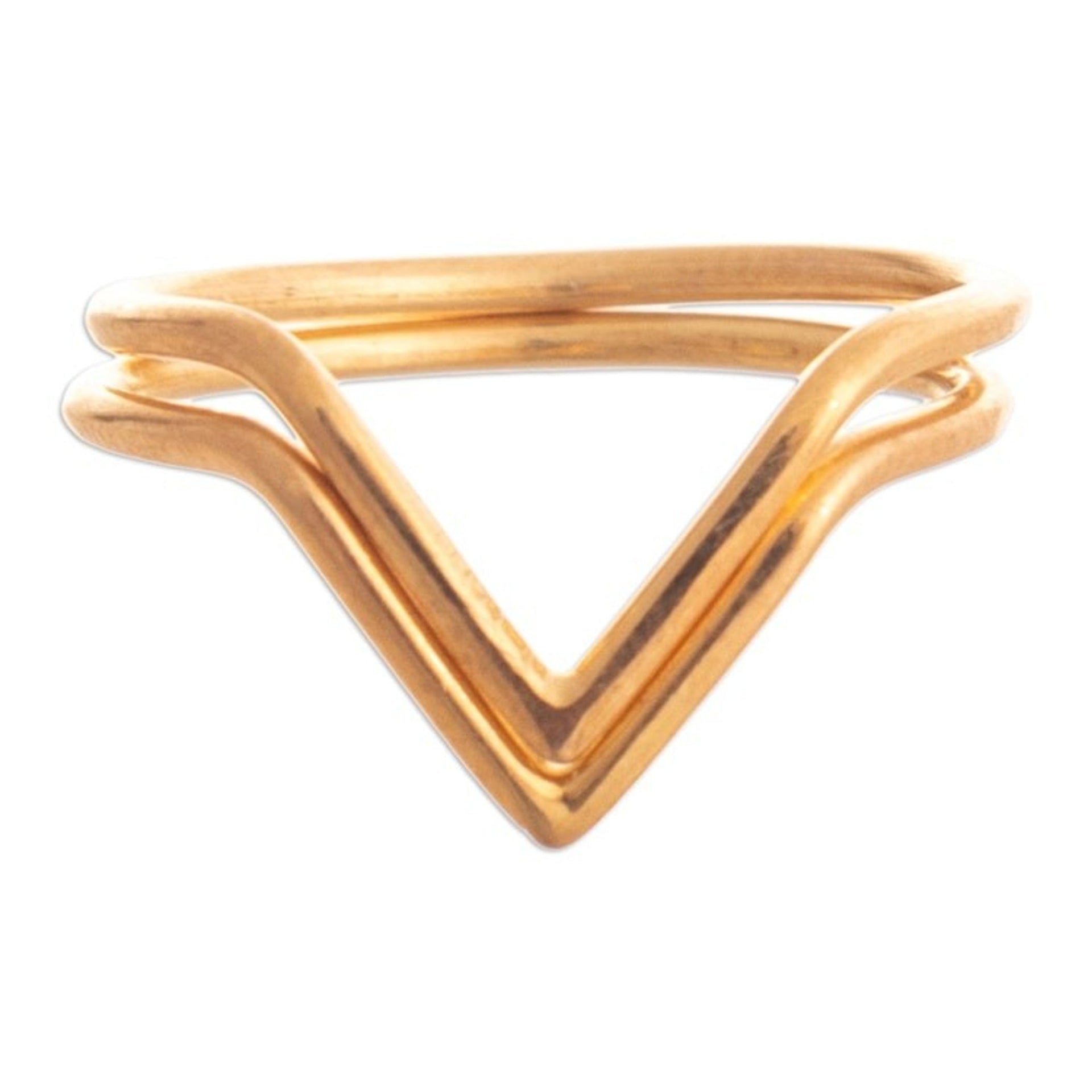 18K Gold Plated Cocktail Rings with V Pattern Set of 2 'Wedding Dreams'