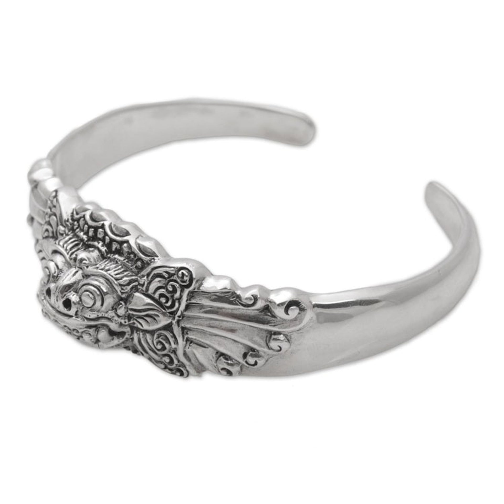 Sterling Silver Barong Cuff Bracelet NOVICA from Indonesia 'Smiling Barong'
