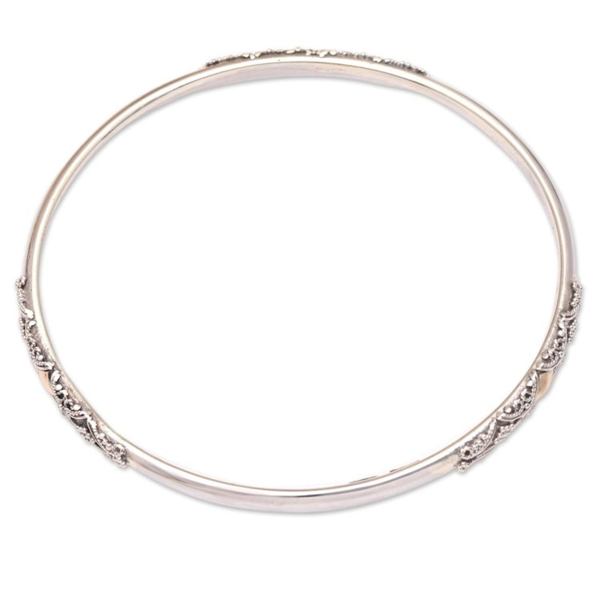 Hand Made Gold-Accented Bangle Bracelet 'Rolling Hills'