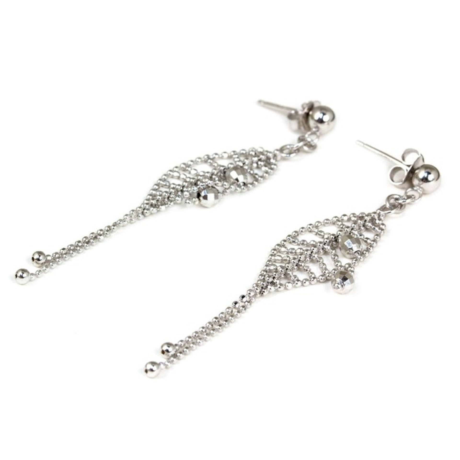 Sterling Silver Beaded Waterfall Earrings from Thailand 'Dreamcatcher Chandeliers'