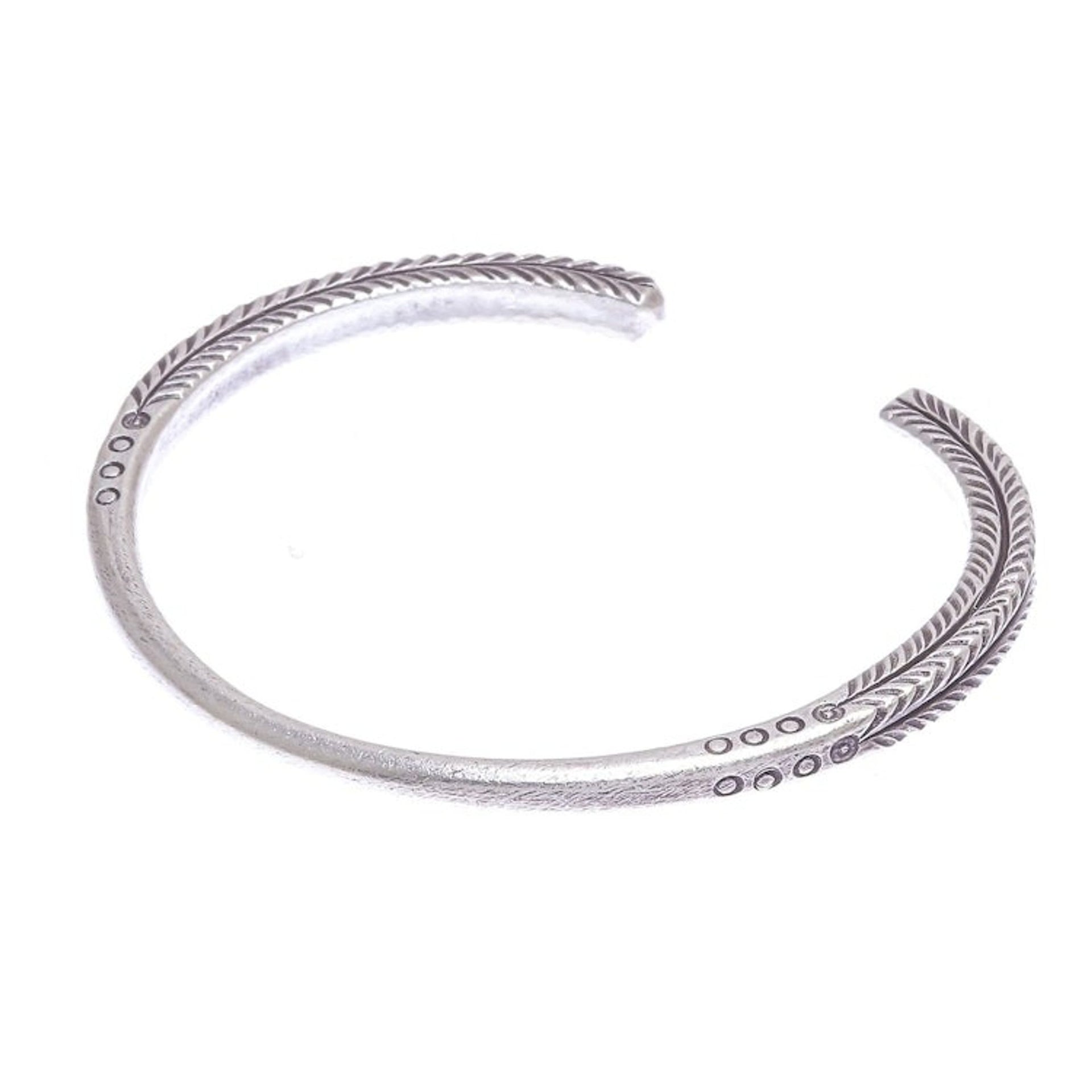 Hand Made Sterling Silver Leaf-Themed Cuff Bracelet 'Leaf Life'