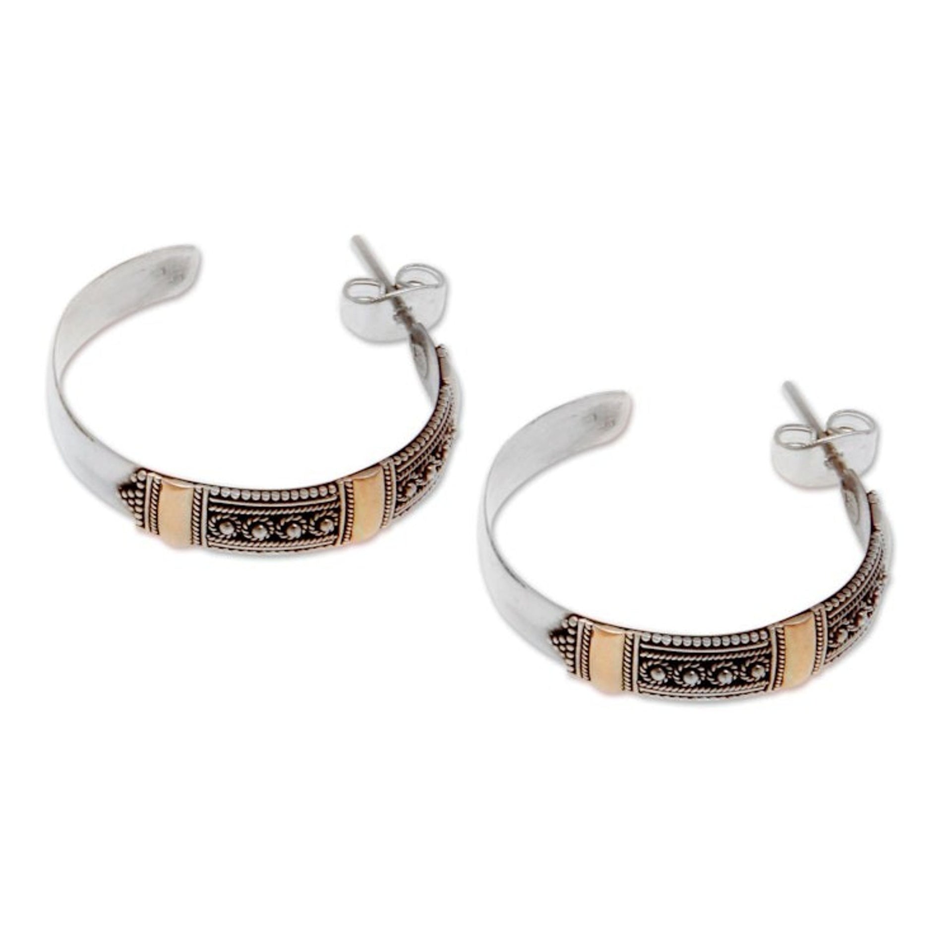 Gold accent half hoop earrings 'Nusa Dua Sunrise'