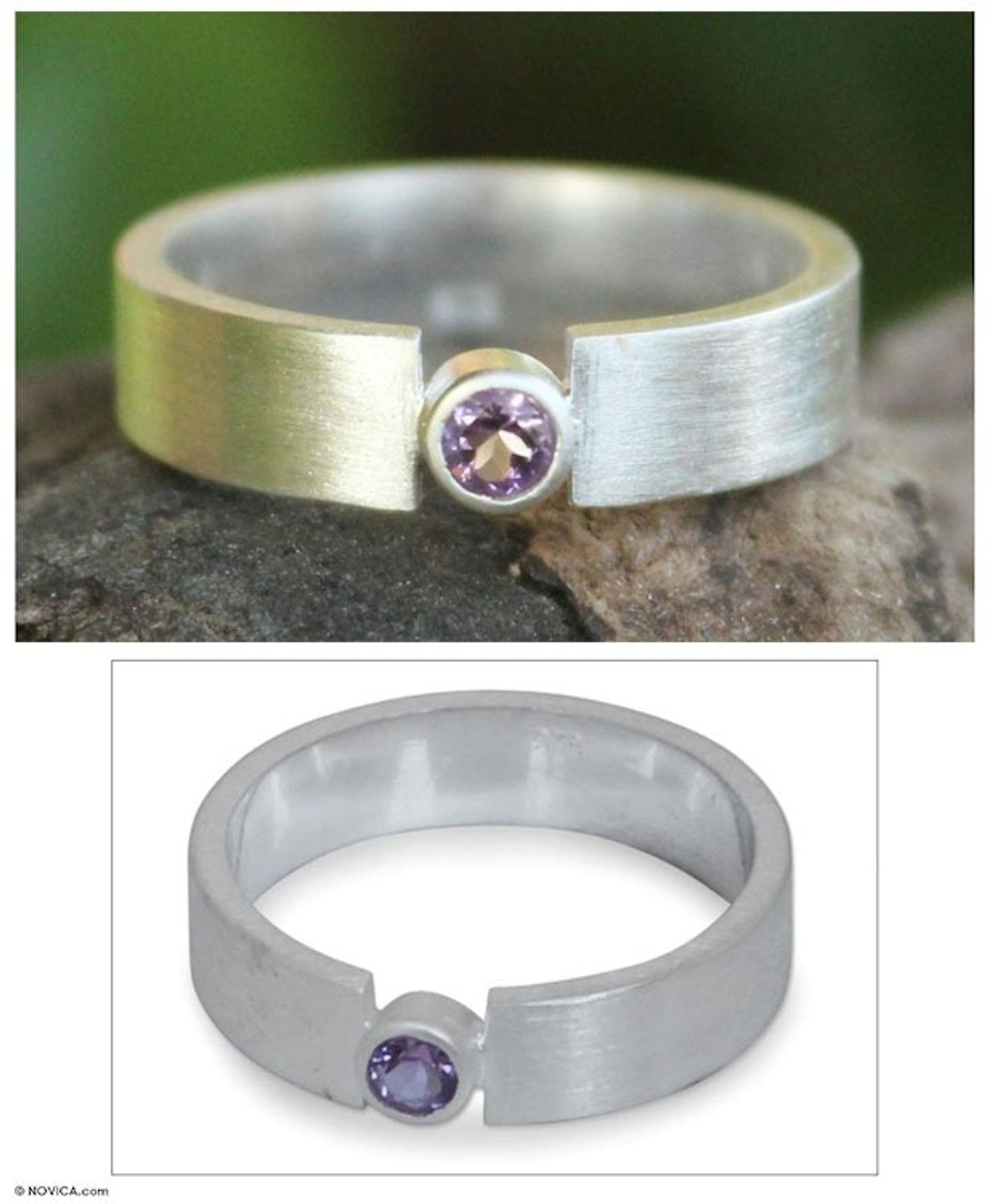 Amethyst and Silver Solitaire Ring 'Lanna Belle'