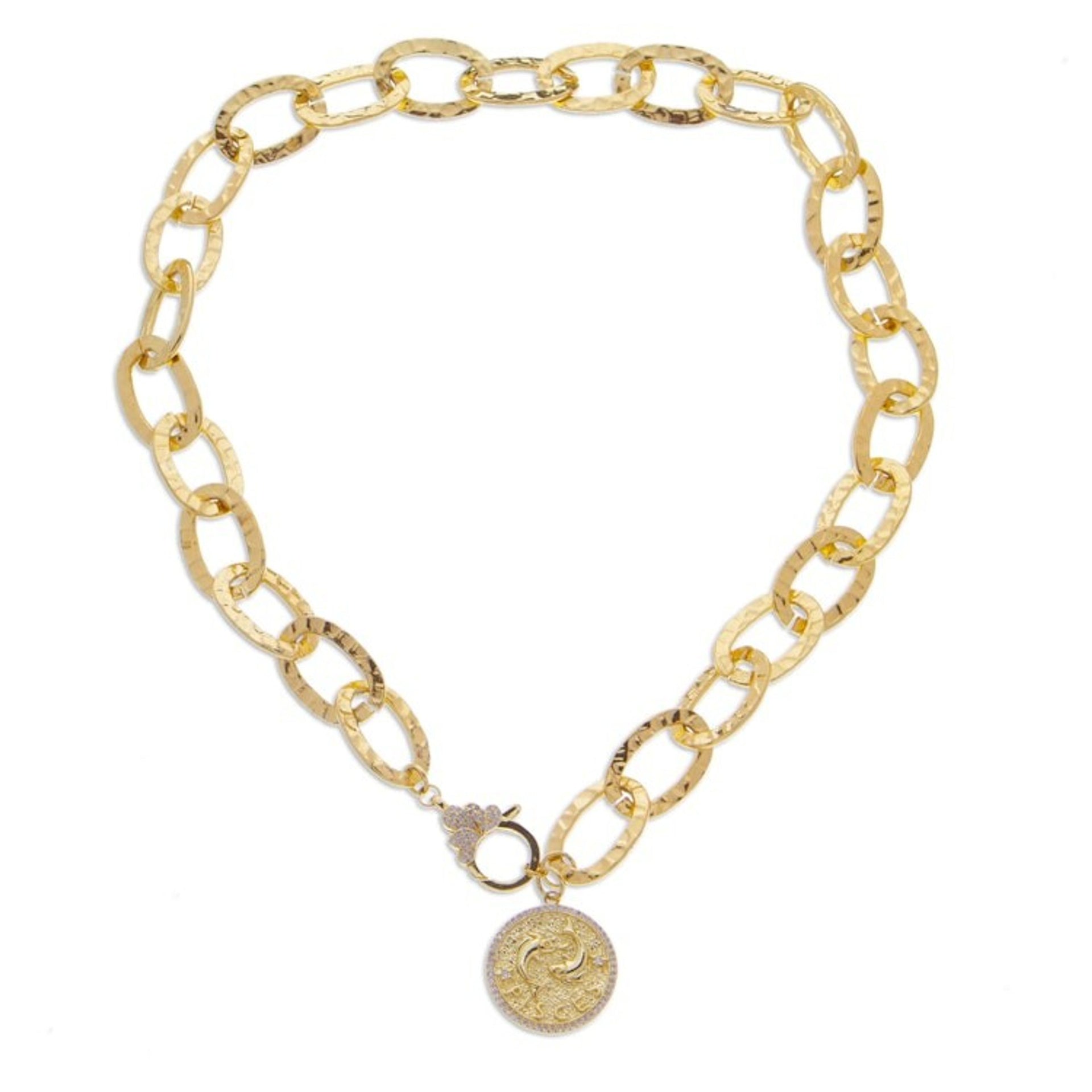 24k Gold-Plated Cubic Zirconia Pisces Sign Pendant Necklace 'Pisces Born'