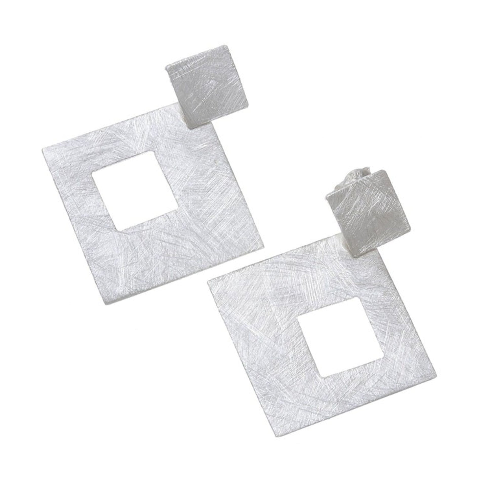 Square-Shaped Sterling Silver Dangle Earrings from Thailand 'Urban Squares'