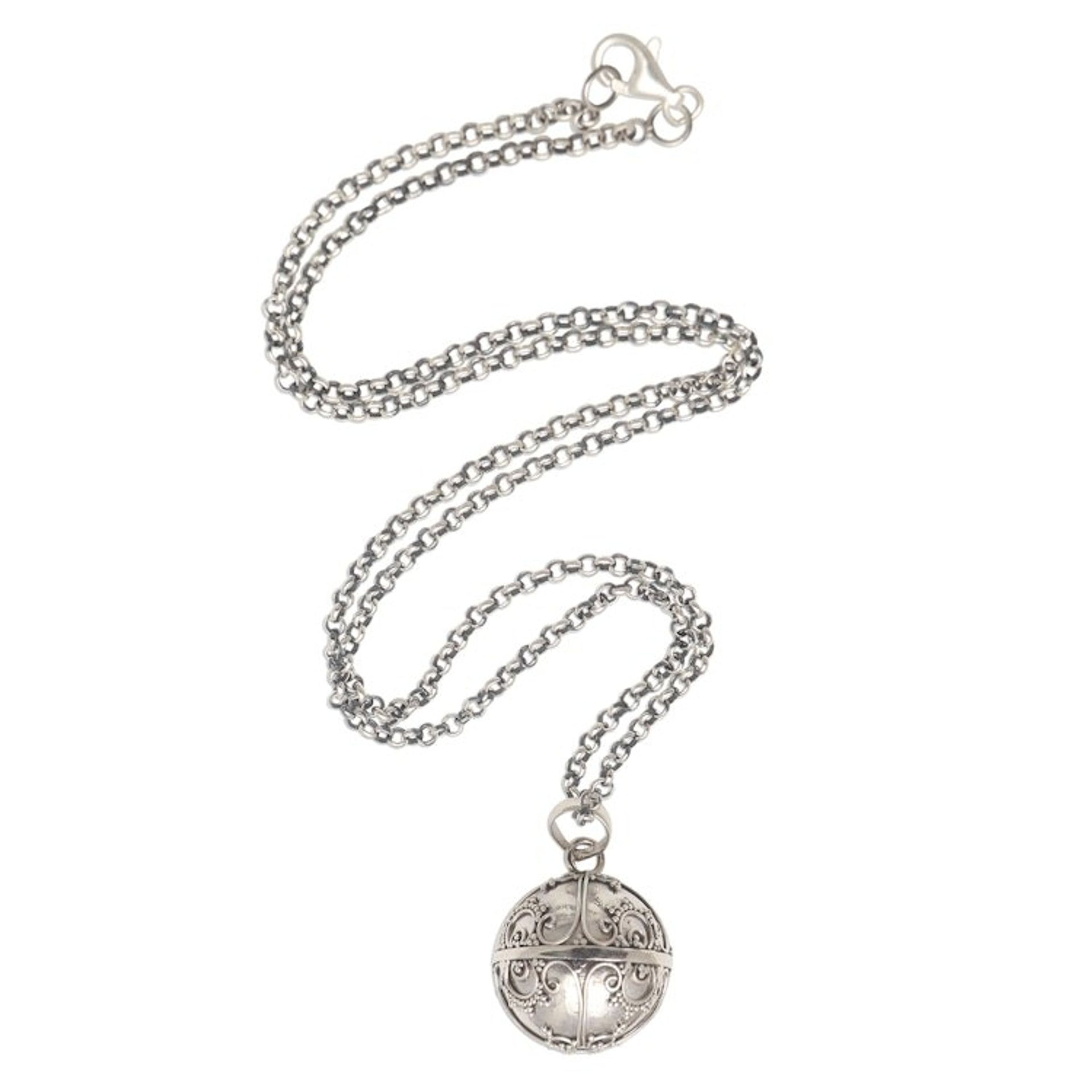 Sterling Silver Amulet Harmony Ball Necklace 'Caring Love'