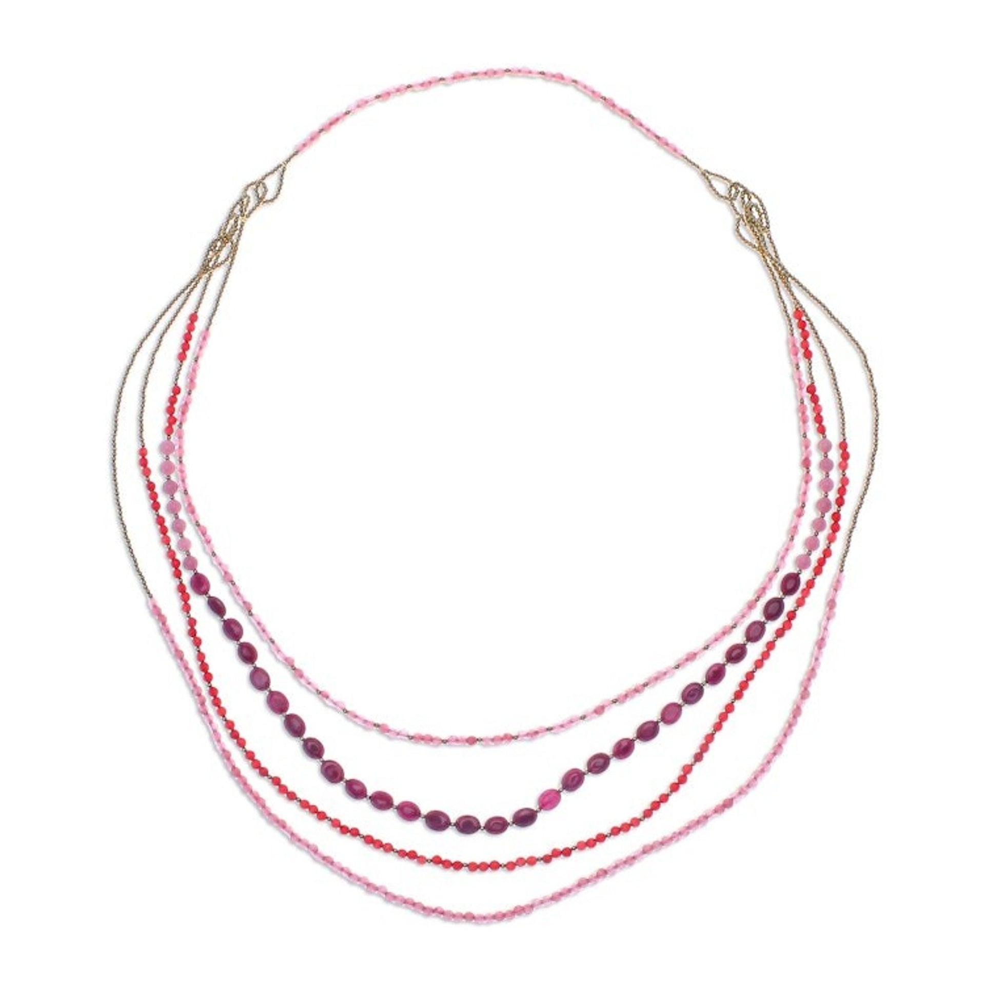 Beaded necklace 'Summer Roses'