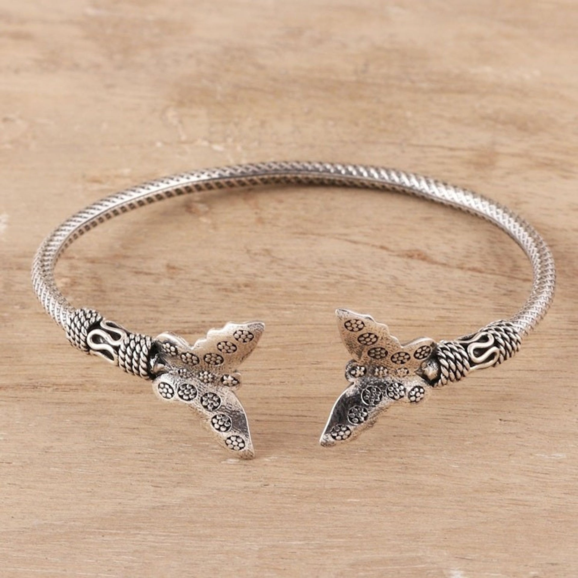 Sterling Silver Butterfly Cuff Bracelet from India 'Butterfly Fantasy'