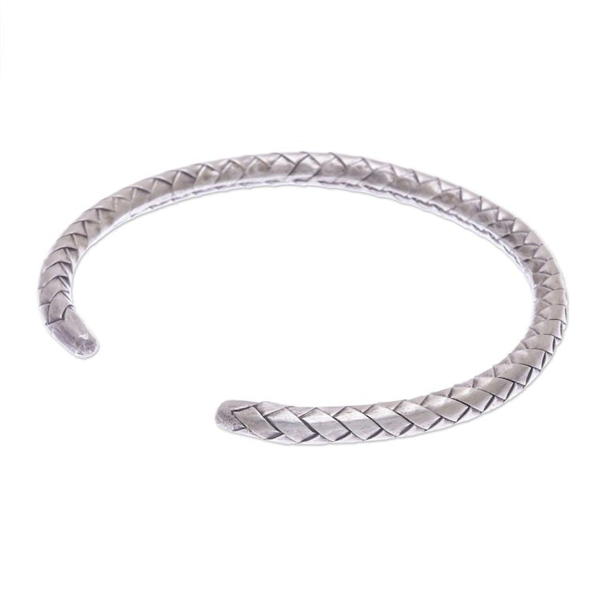 Thai Hand Crafted Sterling Silver Cuff Bracelet 'Silver Bond'