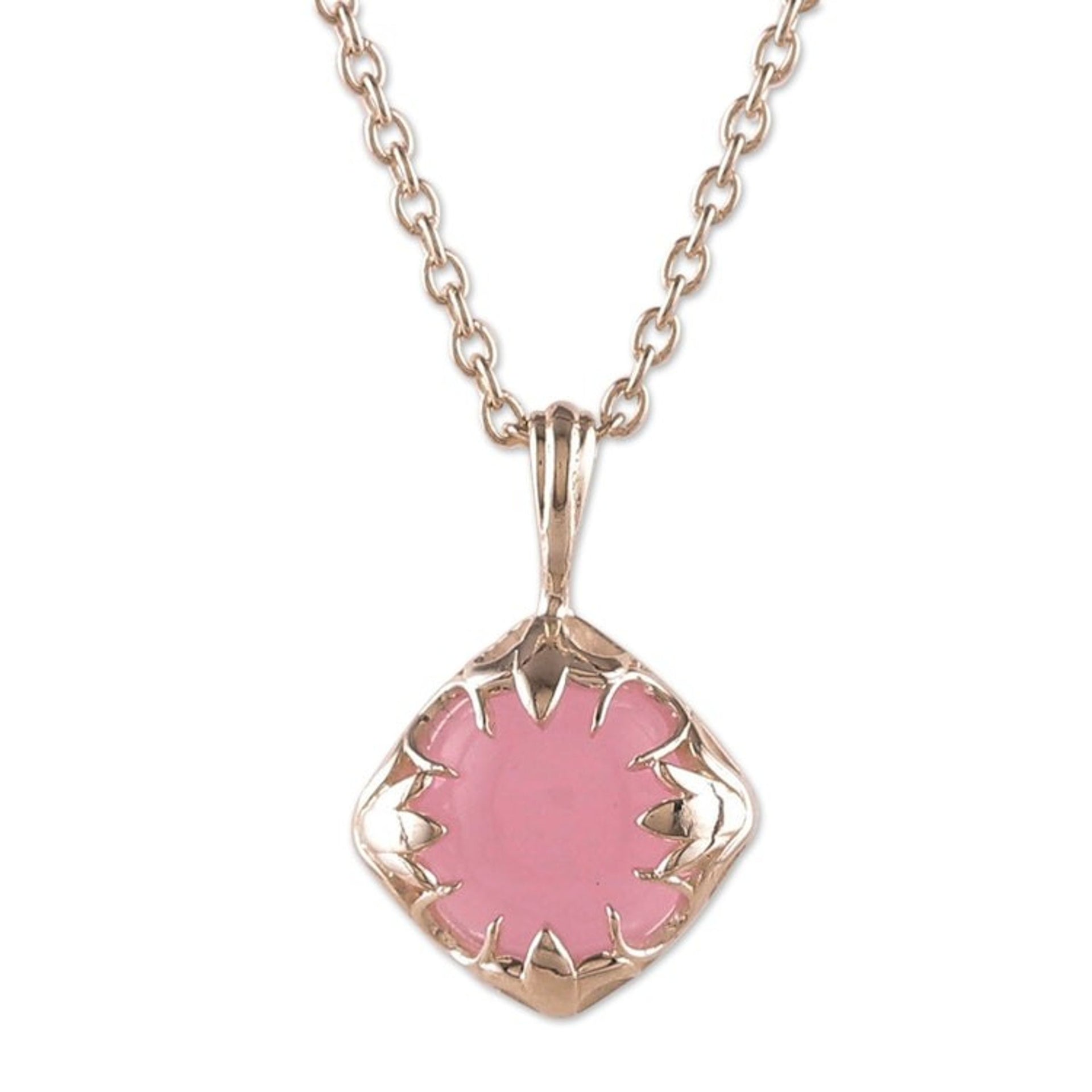 High-Polished Natural Rose Quartz Pendant Necklace 'Pink Fairy'