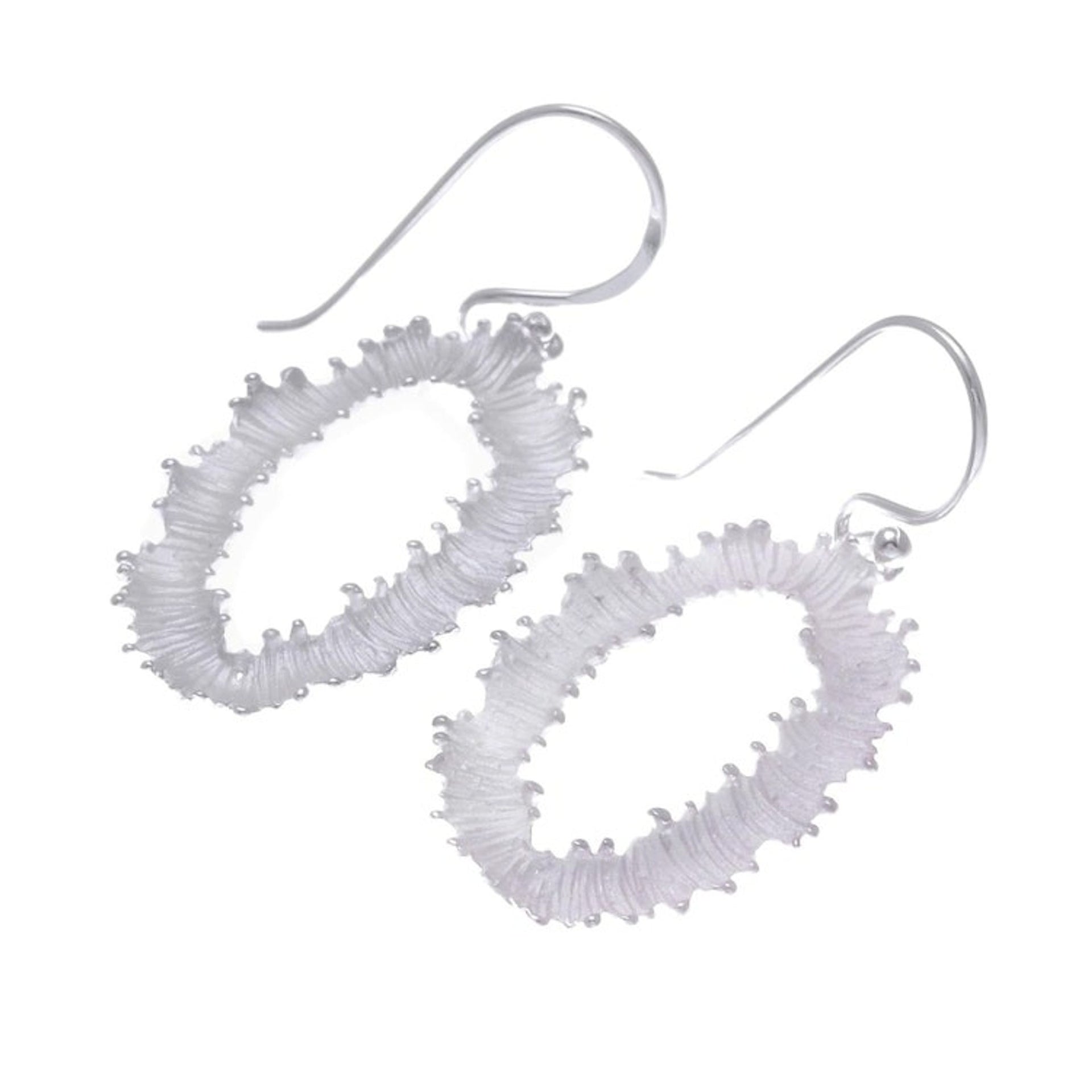 Modern Abstract Sterling Silver Dangle Earrings 'Wavy Rings'
