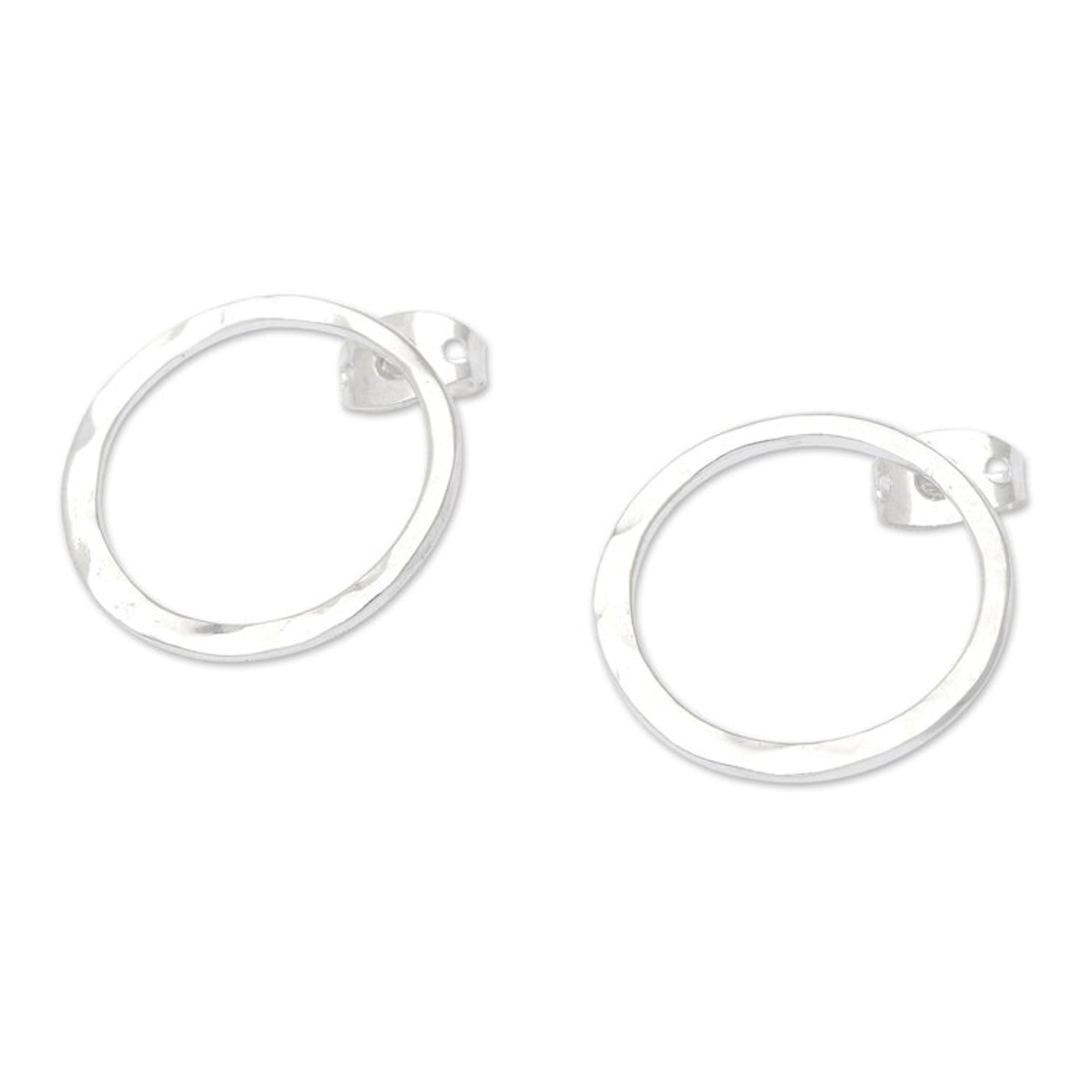 Minimalist Round Sterling Silver Drop Earrings from Bali 'Minimalist Eternity'