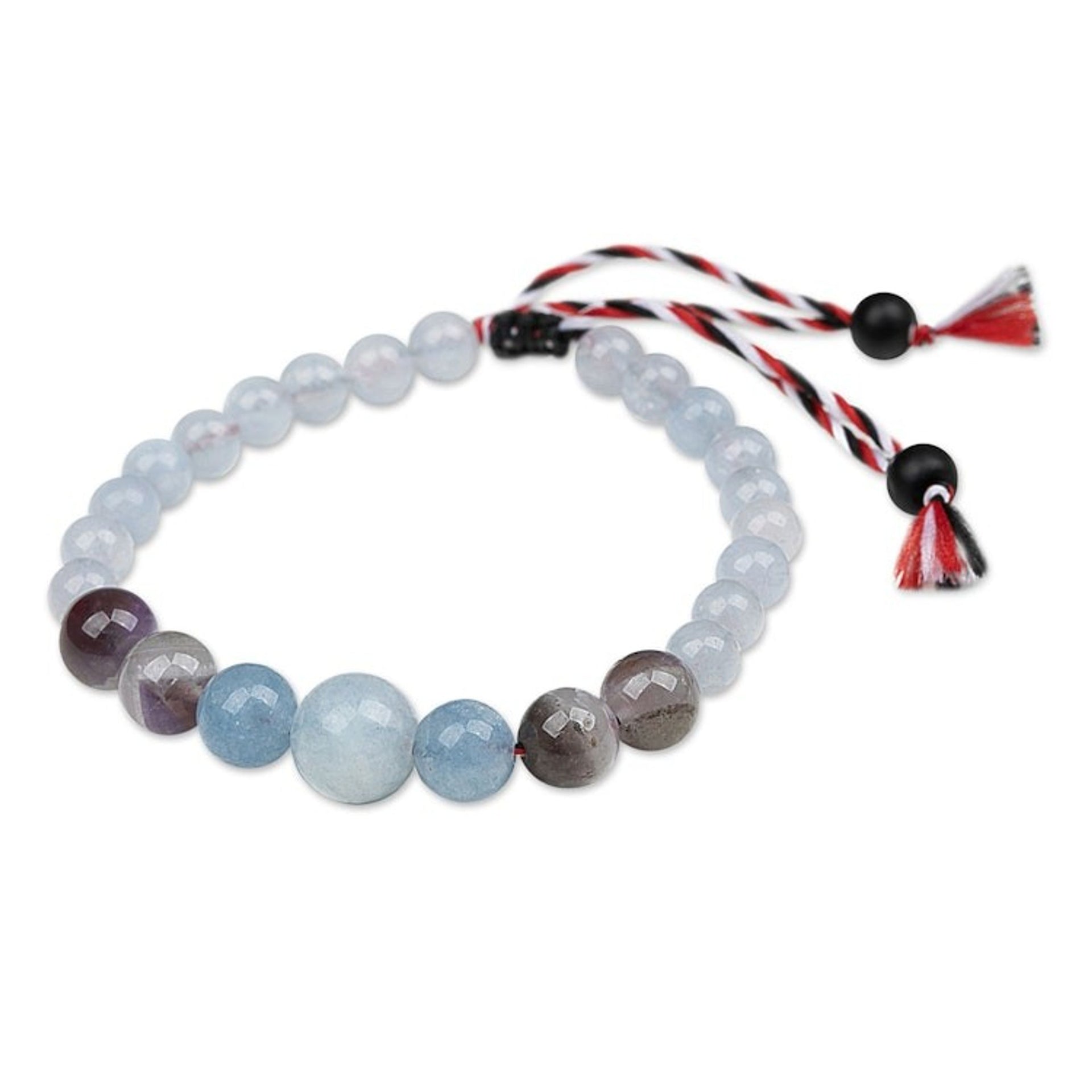 Blue Men's Yoga Tridatu Multi-Gemstone Pendant Bracelet 'Tridatu Purity'