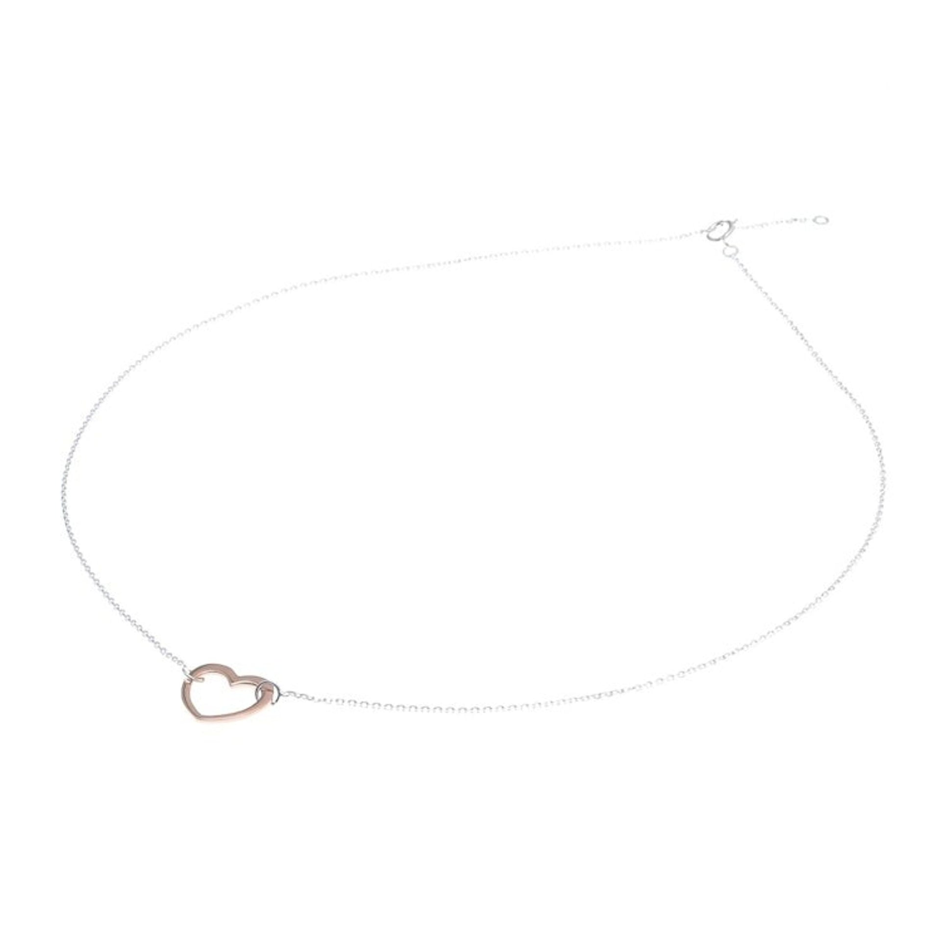 Rose Gold Accented Sterling Silver Heart Necklace 'Big Heart'