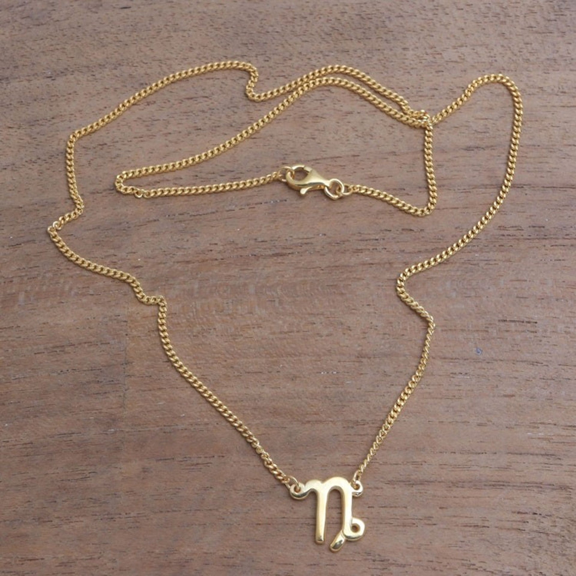 18k Gold Plated Sterling Silver Capricorn Pendant Necklace 'Golden Capricorn'