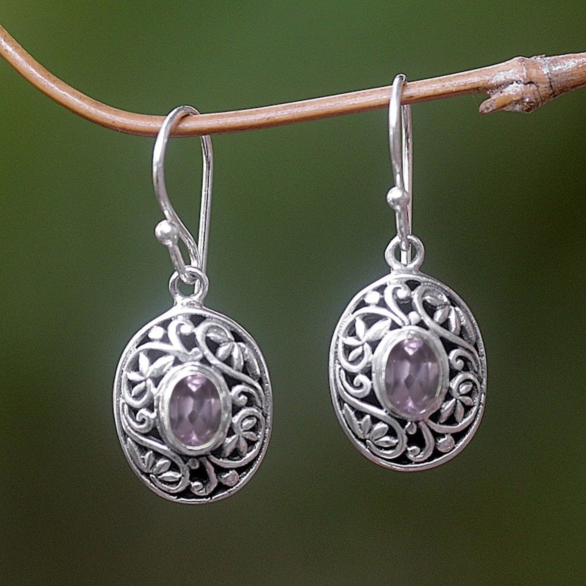 Sterling Silver Amethyst Dangle Earrings 'Wild Beauty'