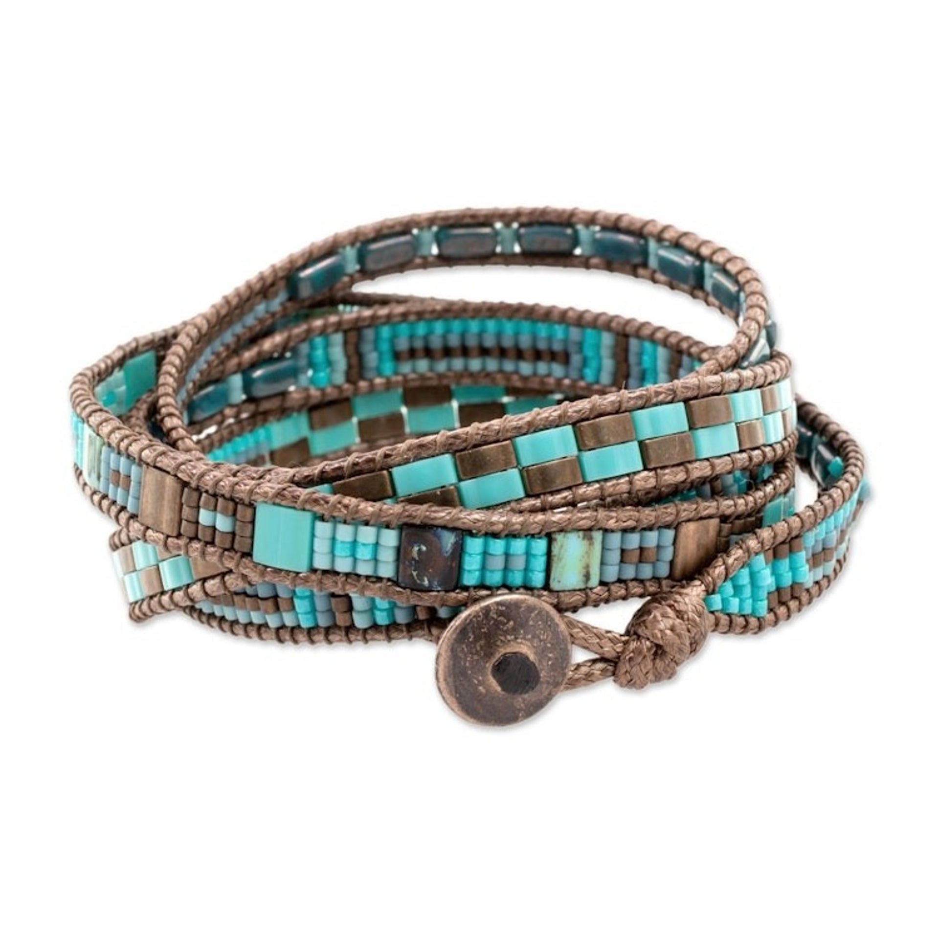 Colorful Glass Beaded Wrap Bracelet from Guatemala 'Traditional Style'