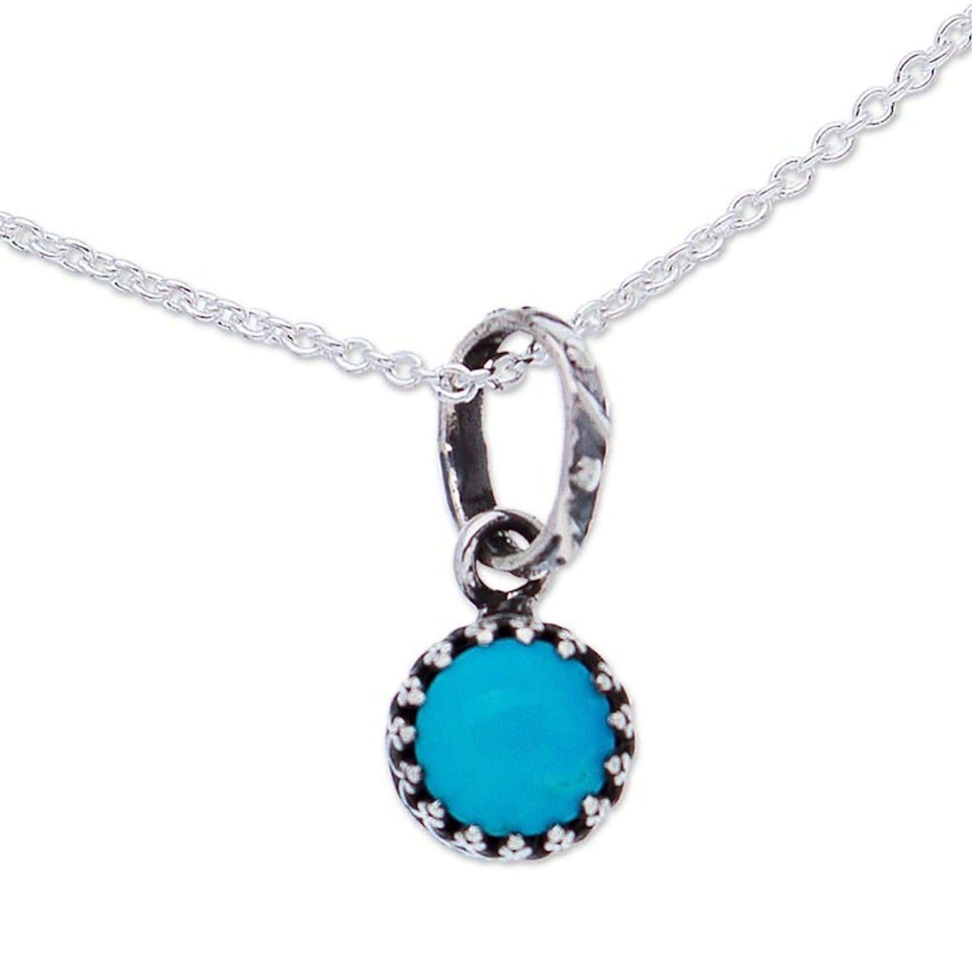 Natural Turquoise Pendant Necklace 'Taxco Treasure'