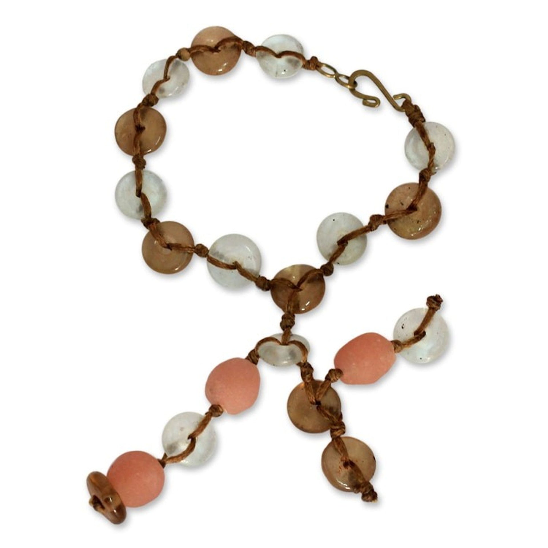 Recycled bead bracelet 'Peachy Pretty'