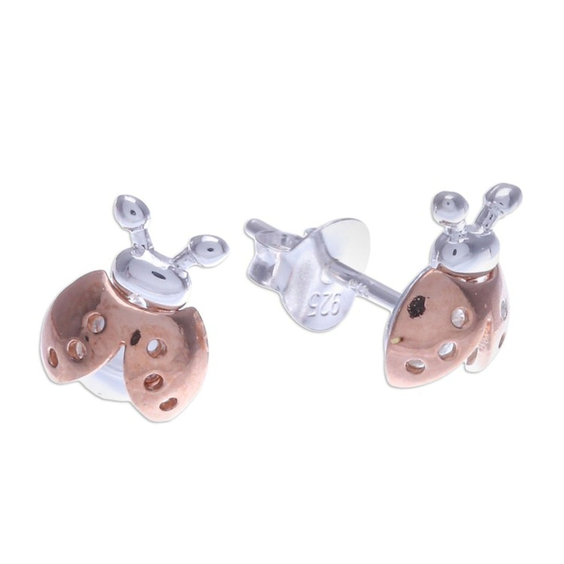 14k Rose Gold Accented Stud Earrings 'Little Lady'