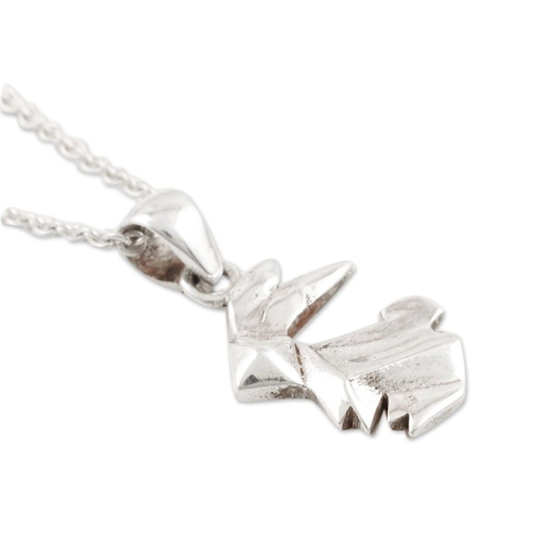 Sterling Silver Rabbit-Motif Pendant Necklace 'Geometric Rabbit'