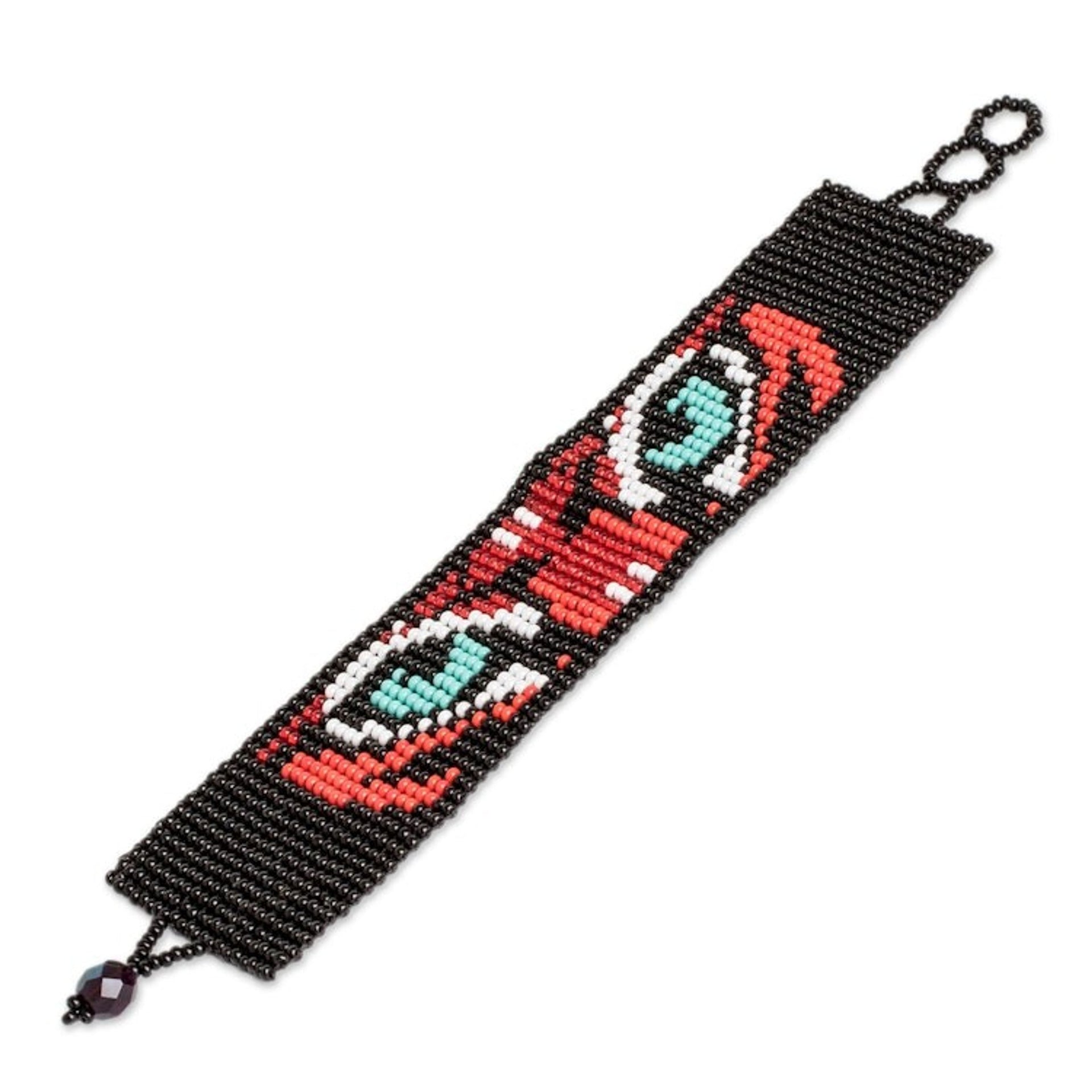 Multicolored Beaded Tiger Motif Bracelet 'Tiger Eyes'