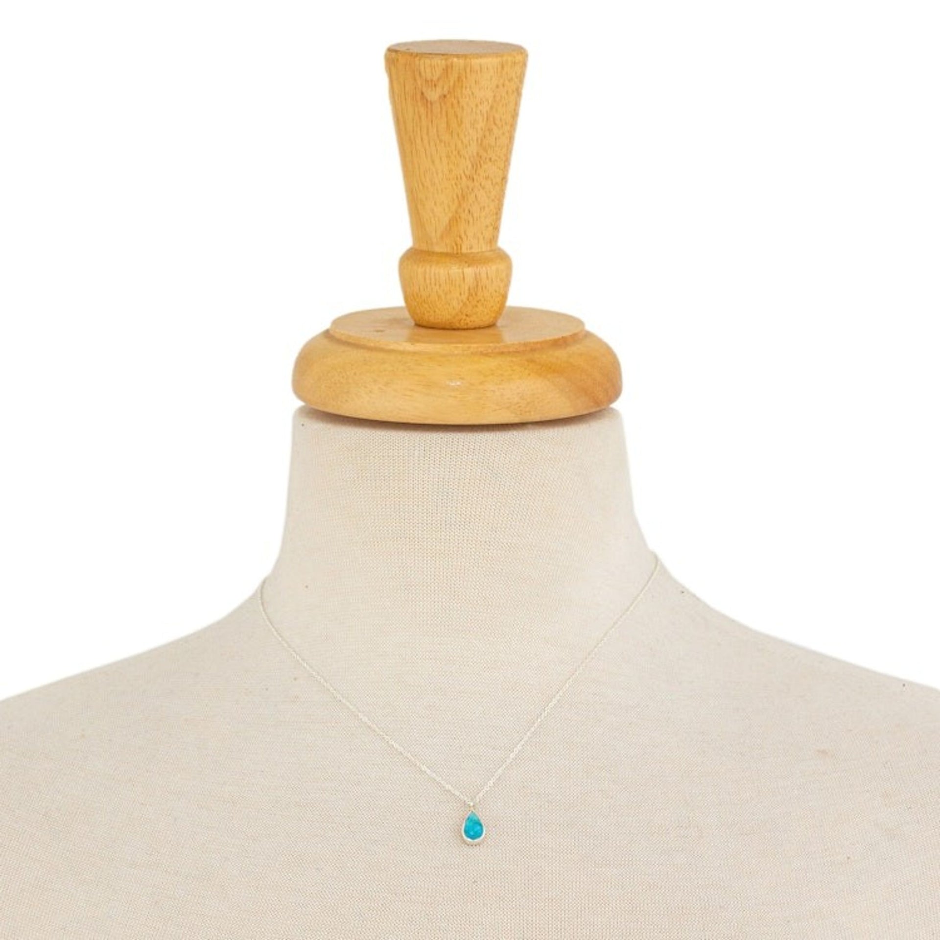 Taxco Sterling Silver Natural Turquoise Teardrop Necklace 'Heaven's Tears'