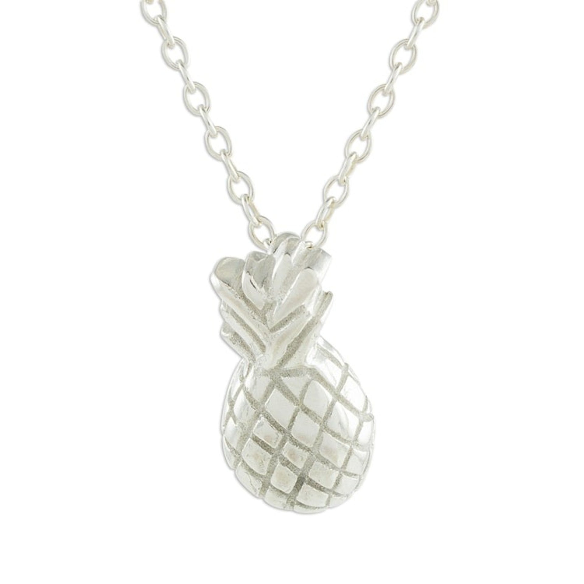 Handcrafted Sterling Silver Pineapple Pendant Necklace 'Sweet Pineapple'