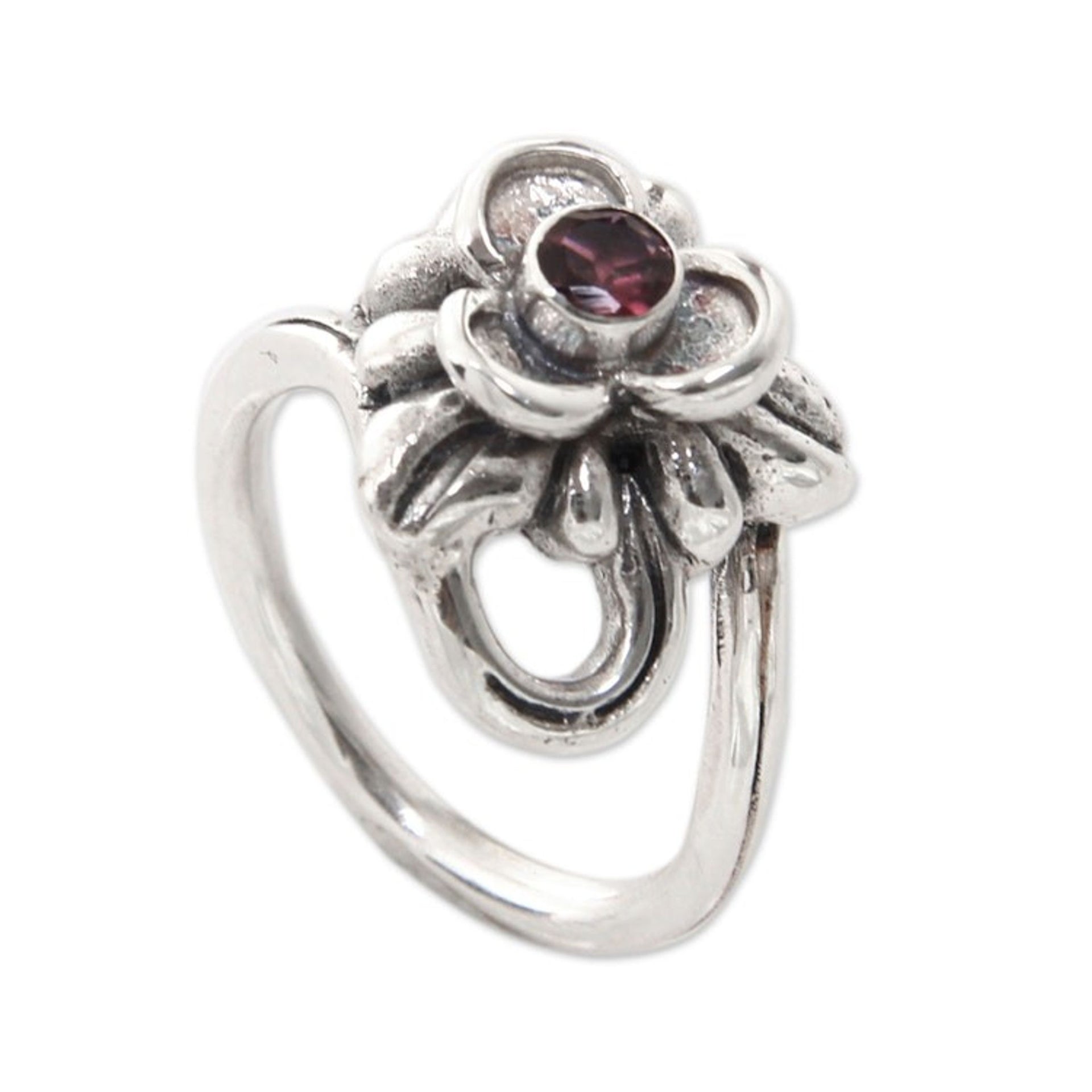 Tourmaline and Silver Handcrafted Floral Ring 'Ubud Orchid'
